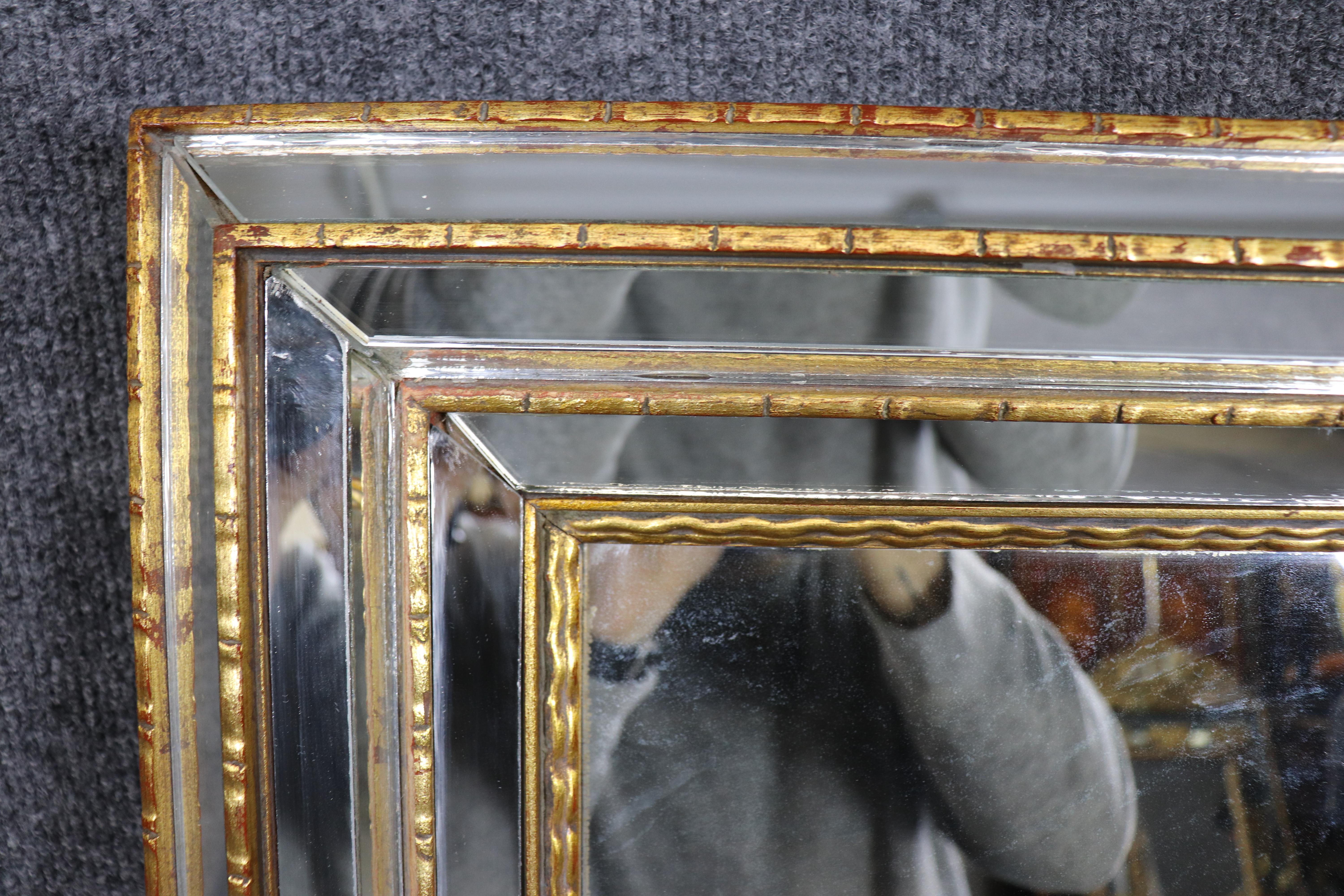 Neoclassical Revival Rare Multi-faceted Dimensional LaBarge Gilded Framed Italian Mirror For Sale