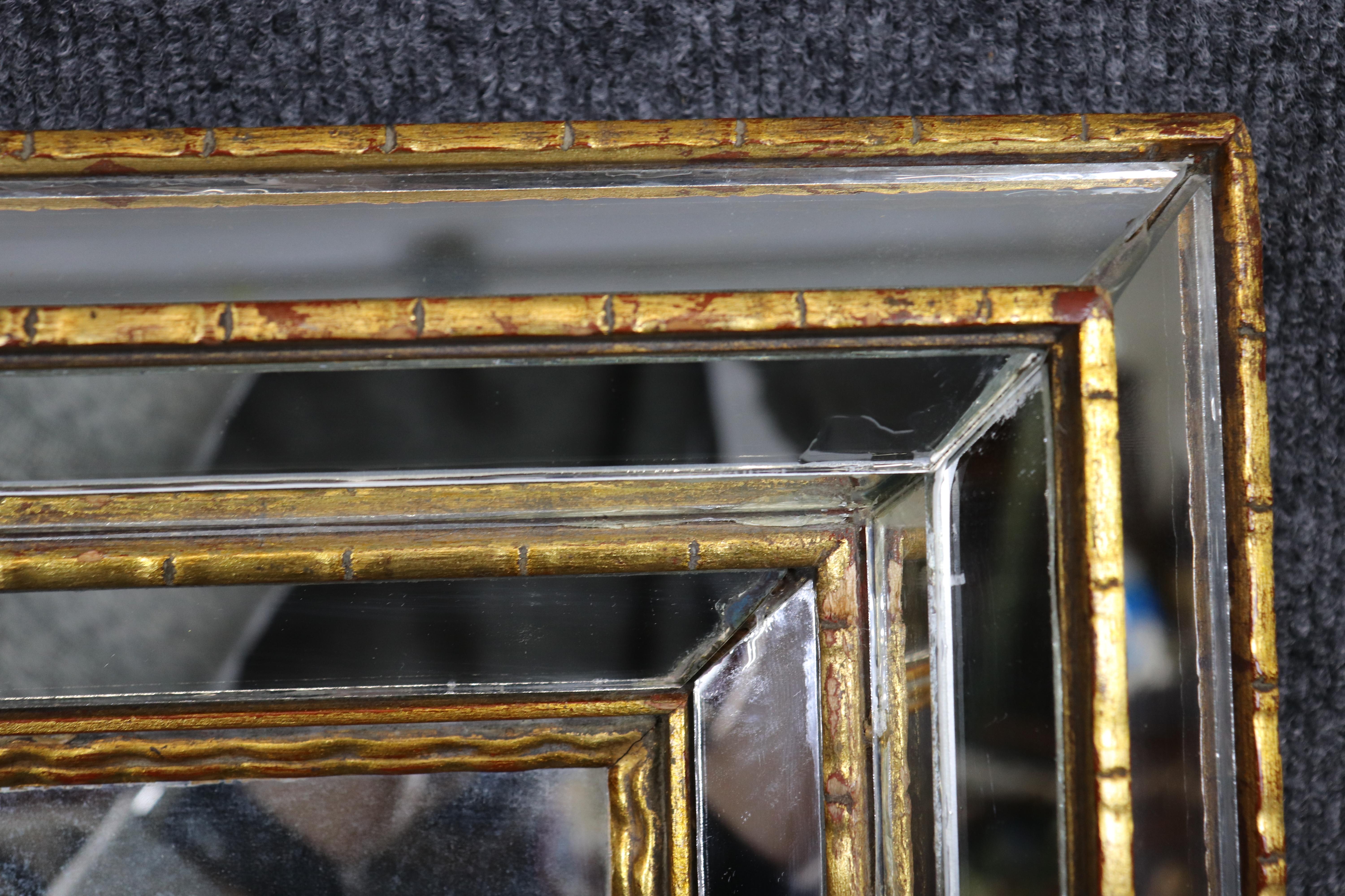 Rare Multi-faceted Dimensional LaBarge Gilded Framed Italian Mirror In Good Condition For Sale In Swedesboro, NJ