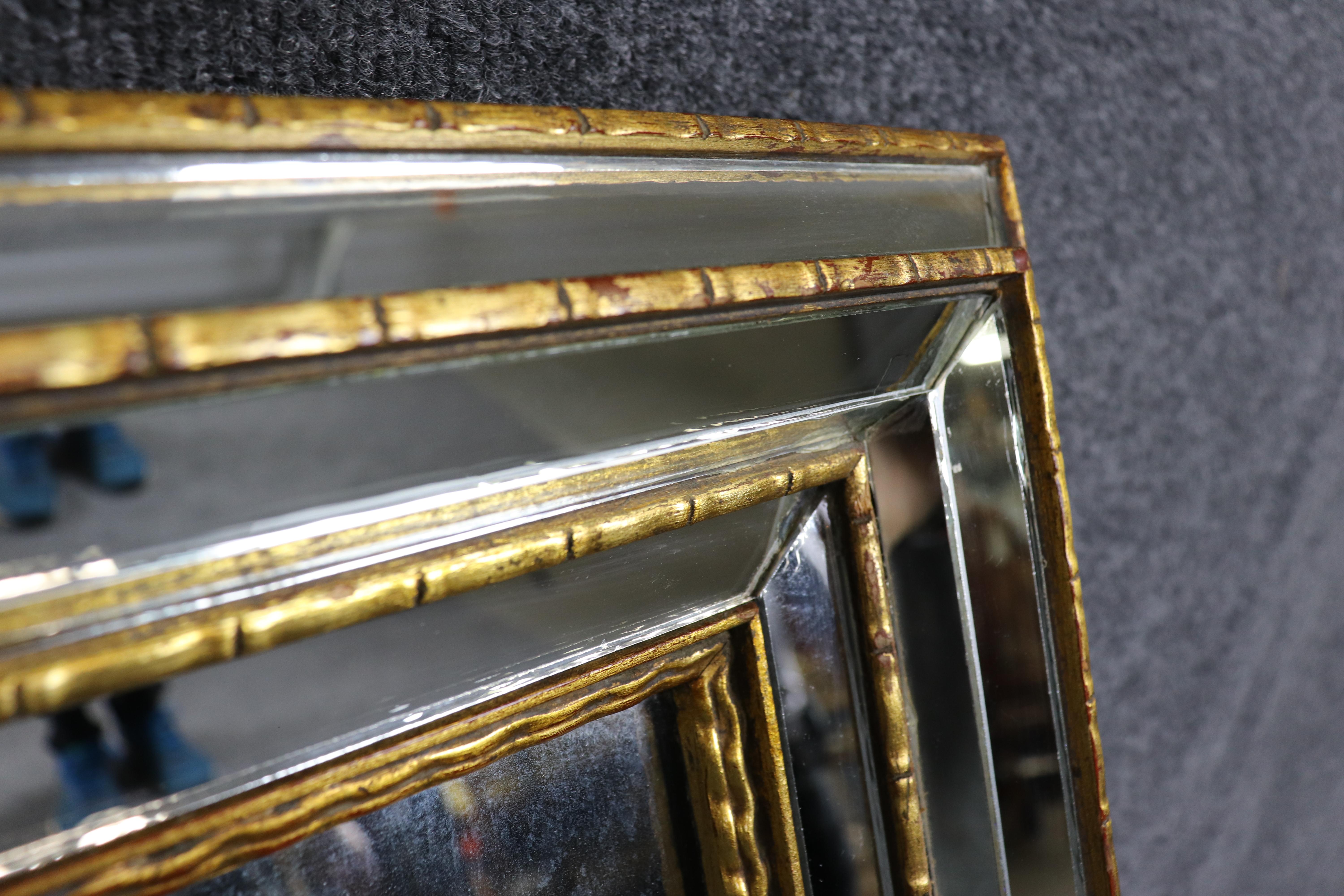 Late 20th Century Rare Multi-faceted Dimensional LaBarge Gilded Framed Italian Mirror For Sale