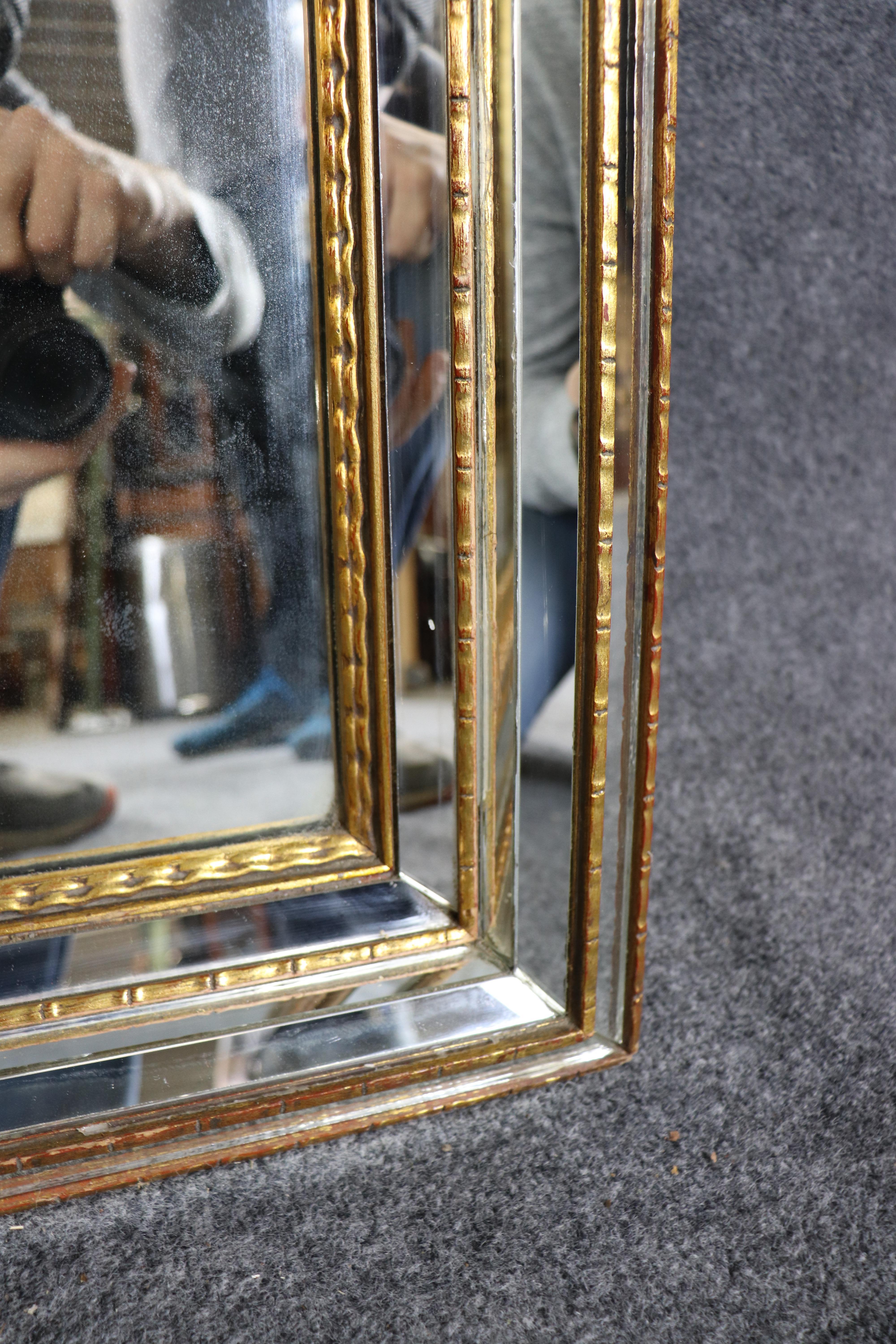 Glass Rare Multi-faceted Dimensional LaBarge Gilded Framed Italian Mirror For Sale