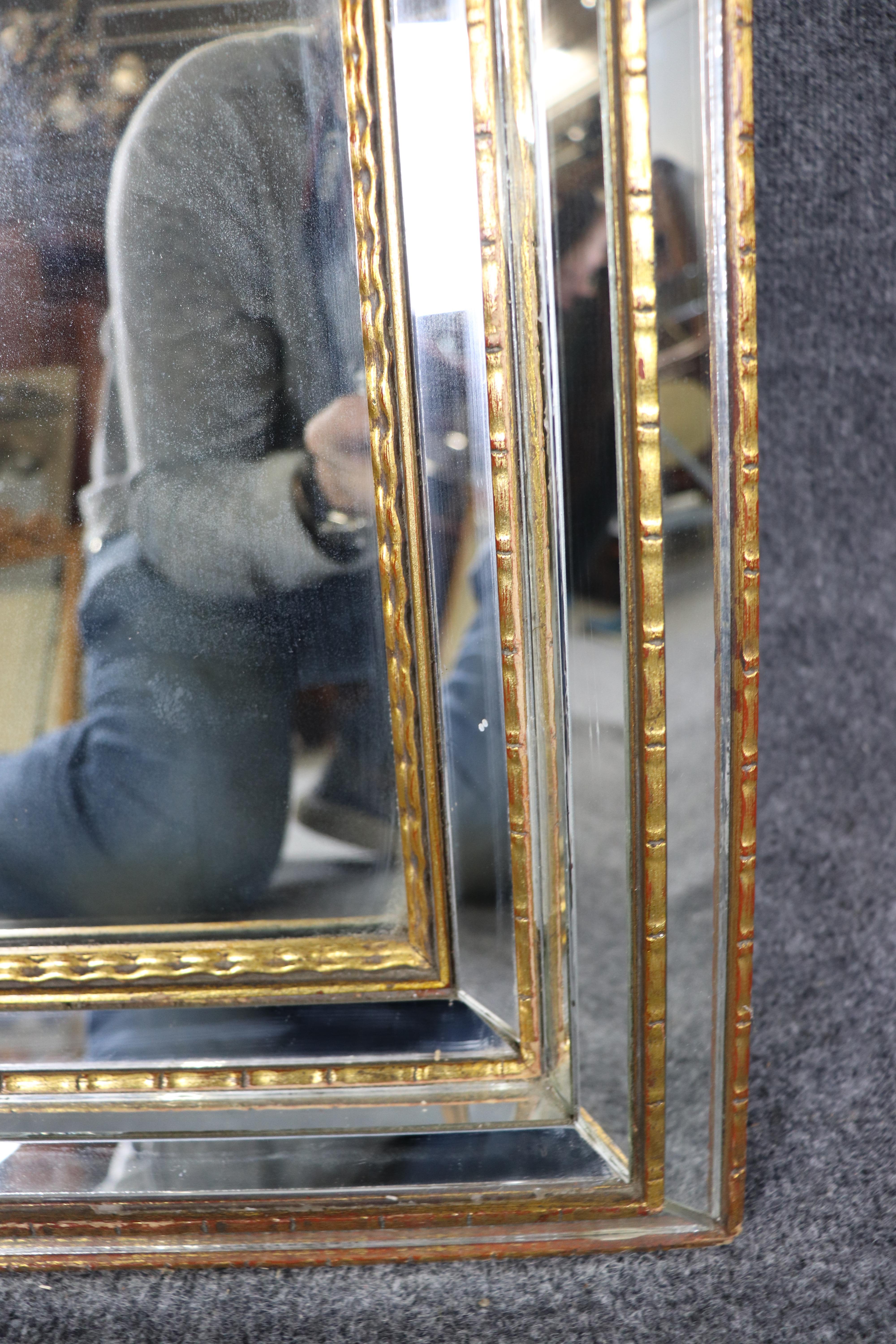 Rare Multi-faceted Dimensional LaBarge Gilded Framed Italian Mirror For Sale 1