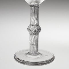 Rare Multi Spiral Air Twist Stem Short Wine Glass With Firing Foot c1780