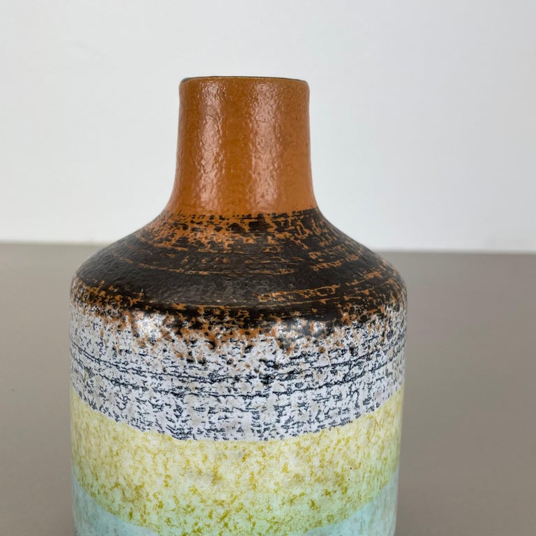 rare multicolor fat lava Ceramic Vase VEB HALDENSLEBEN, GDR