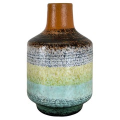 Vase rare en céramique de lave grasse multicolore VEB HALDENSLEBEN, GDR Allemagne, 1970
