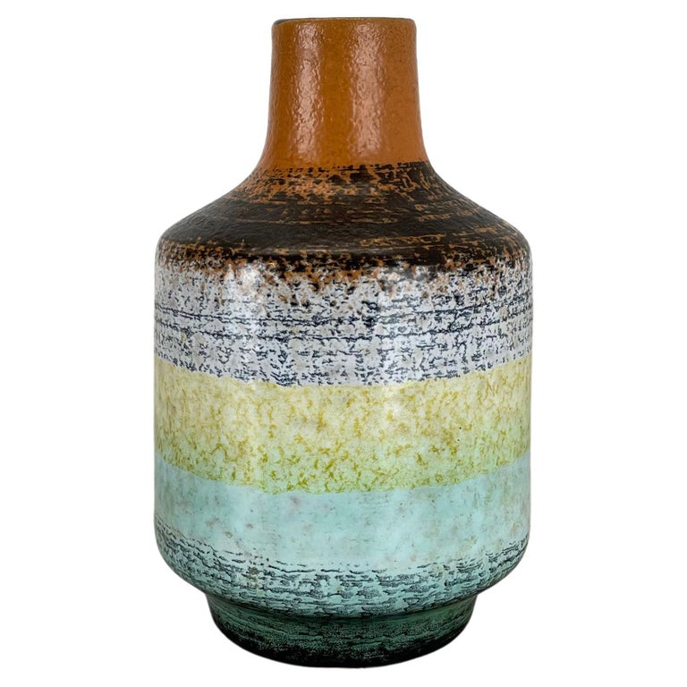 rare multicolor fat lava Ceramic Vase VEB HALDENSLEBEN, GDR 