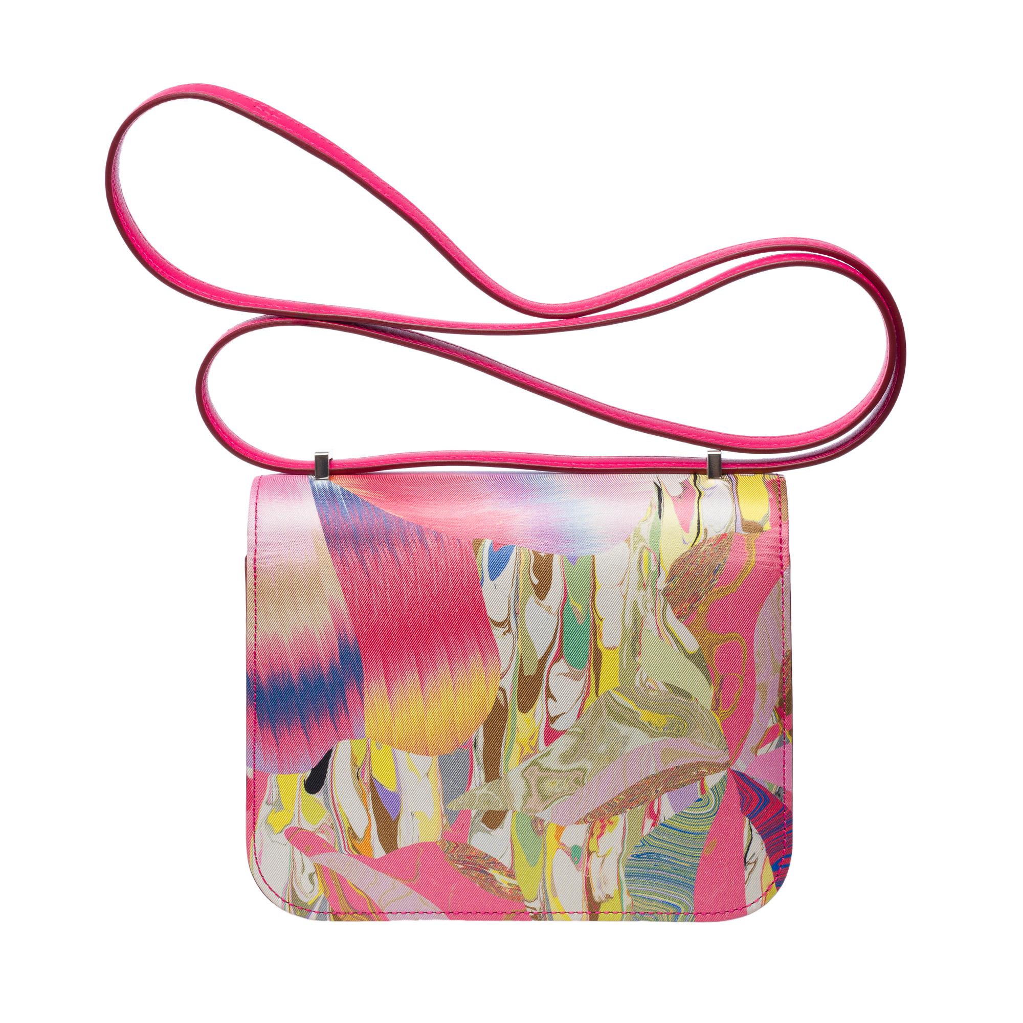 Rare Multicolor Kyoto Marbled Silk and Rose Mexico Swift Constance 18, PHW In New Condition In Paris, IDF