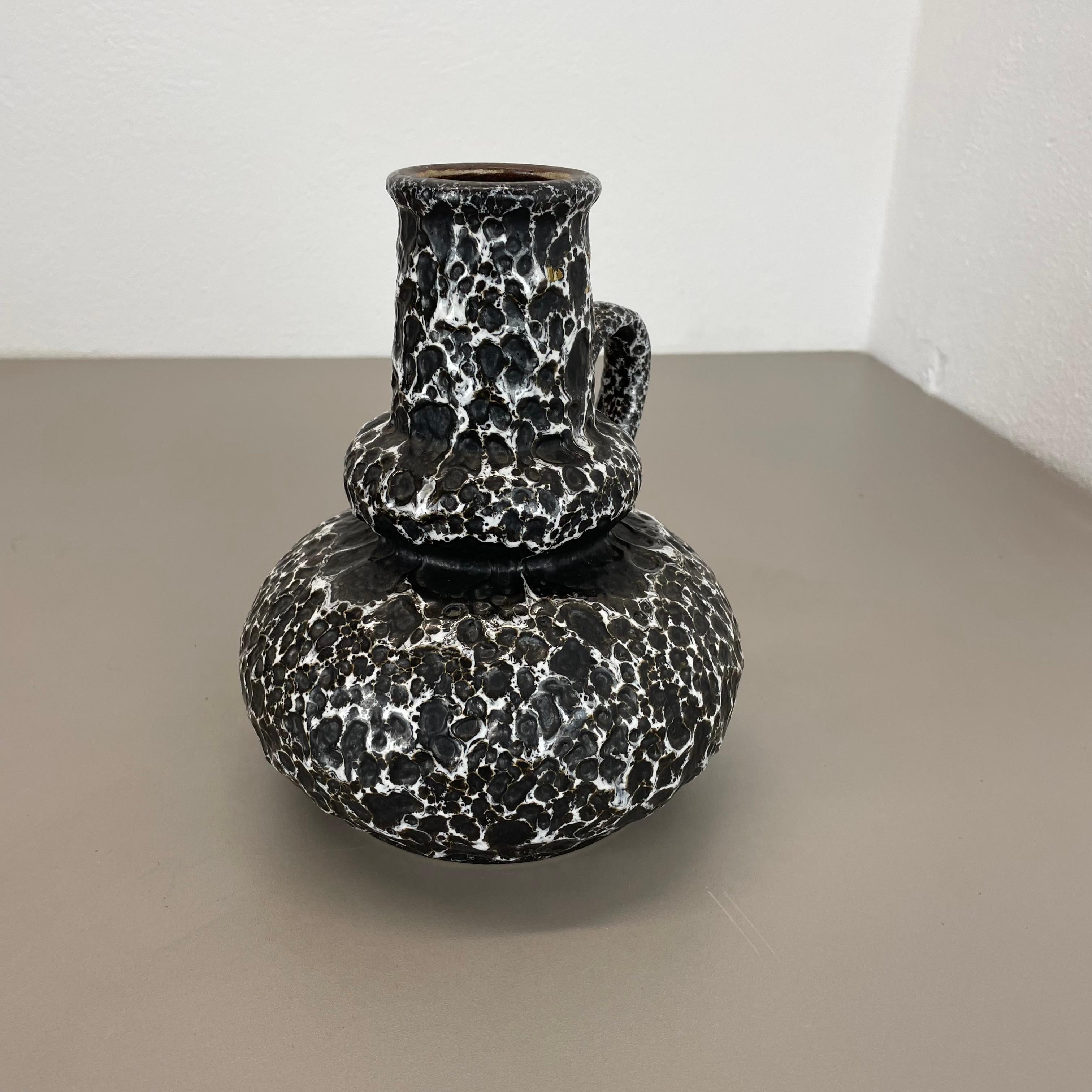 Mid-Century moderno Raro vaso in ceramica multicolore super fat Lava 