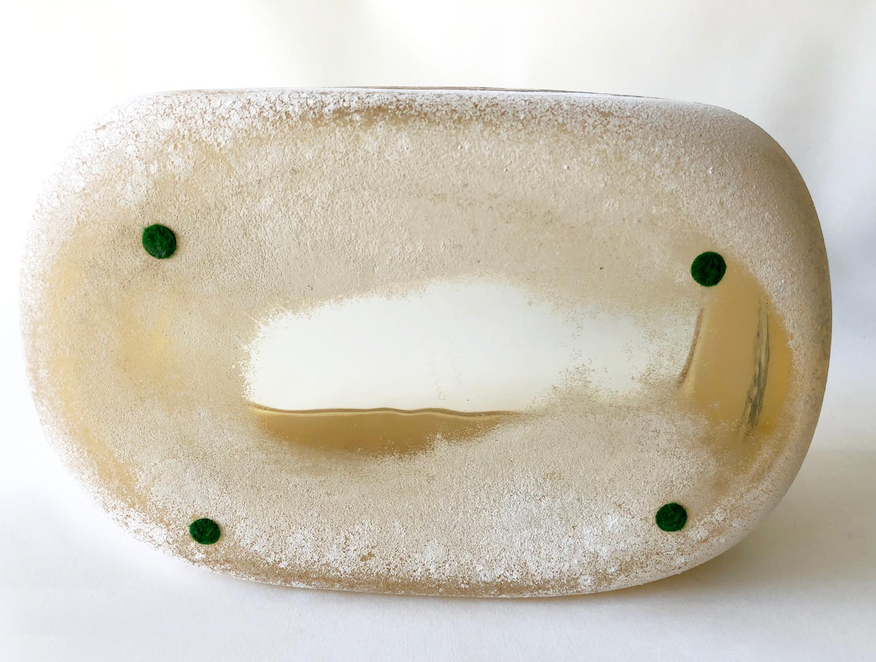 Rare Alfredo Barbini Italian Modernist Scavo Murano Glass Bowl 1