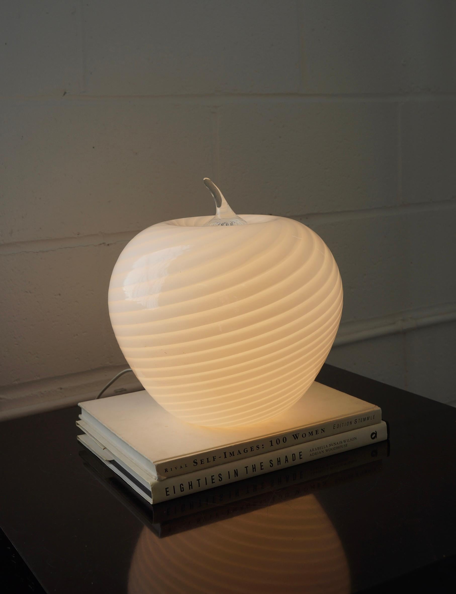 Mid-Century Modern Rare Murano Art Glass Apple Shaped Table Lamp  For Sale