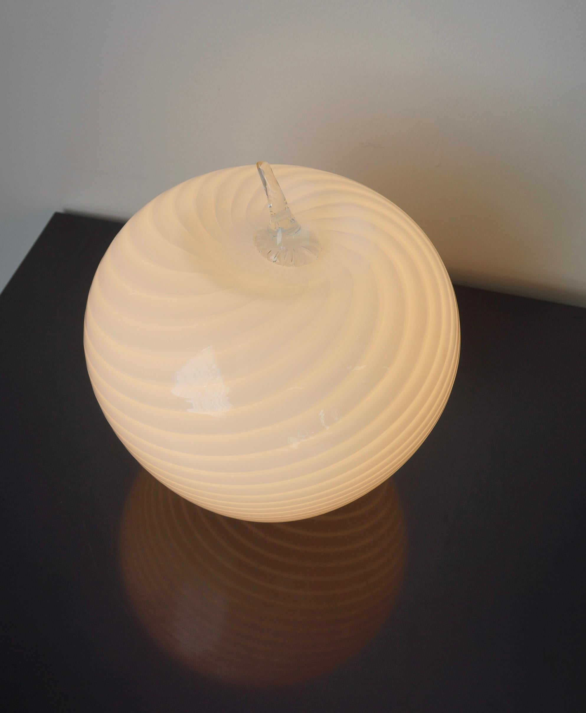 Italian Rare Murano Art Glass Apple Shaped Table Lamp  For Sale