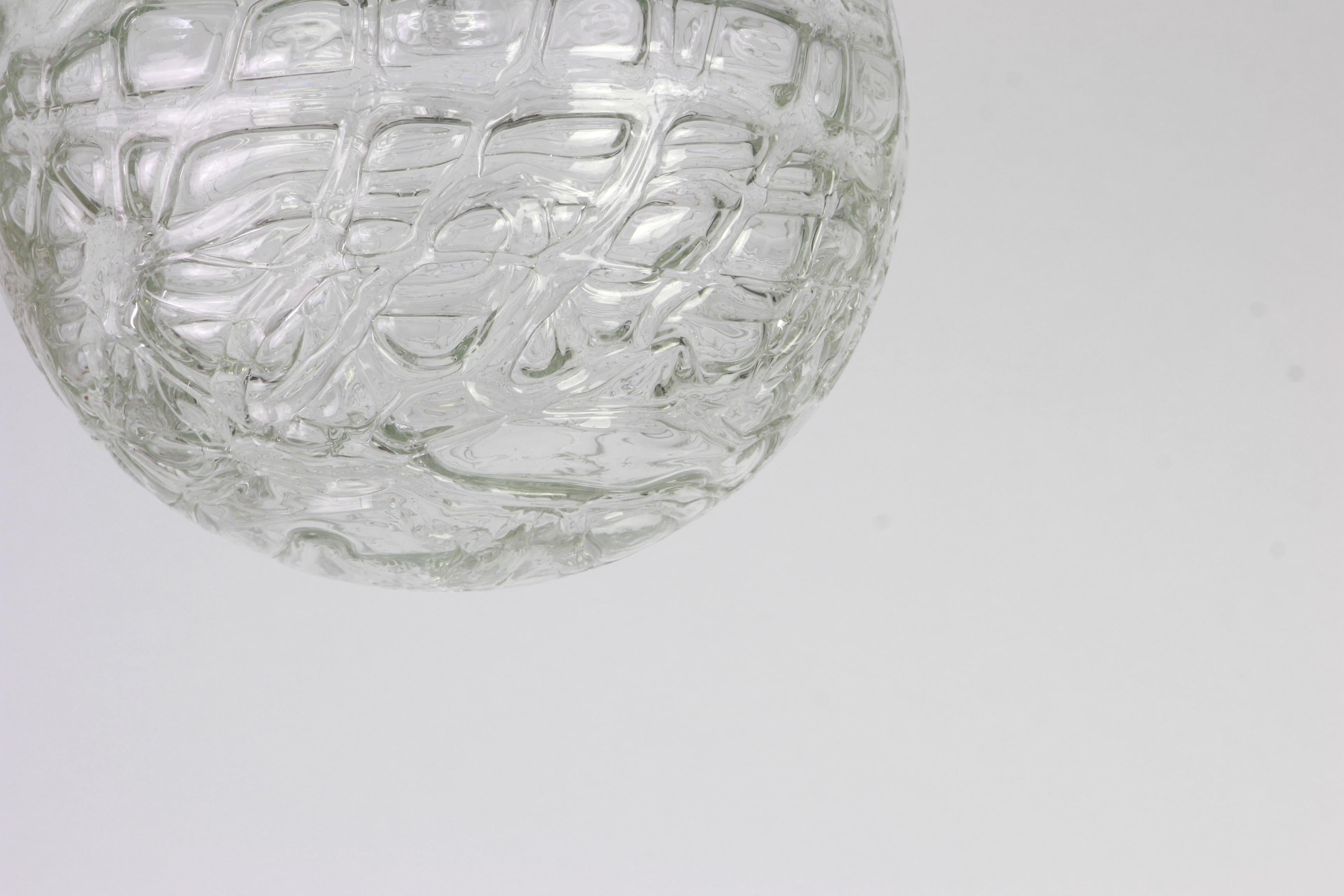 Mid-Century Modern Rare Murano Ball Pendant Light by Doria, Germany, 1970s For Sale