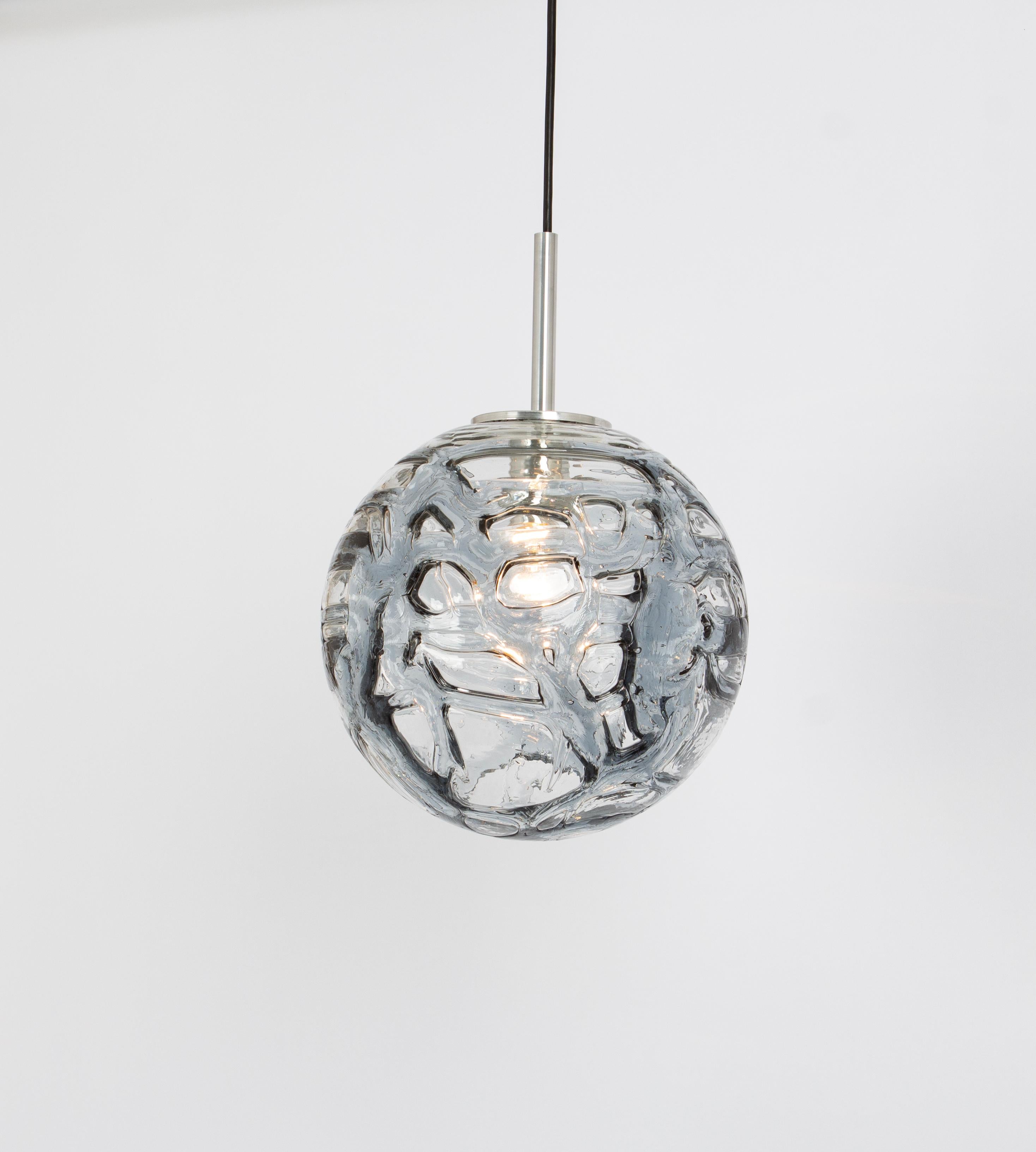 Mid-Century Modern Rare Murano Ball Pendant Light by Doria, Germany, 1970s For Sale