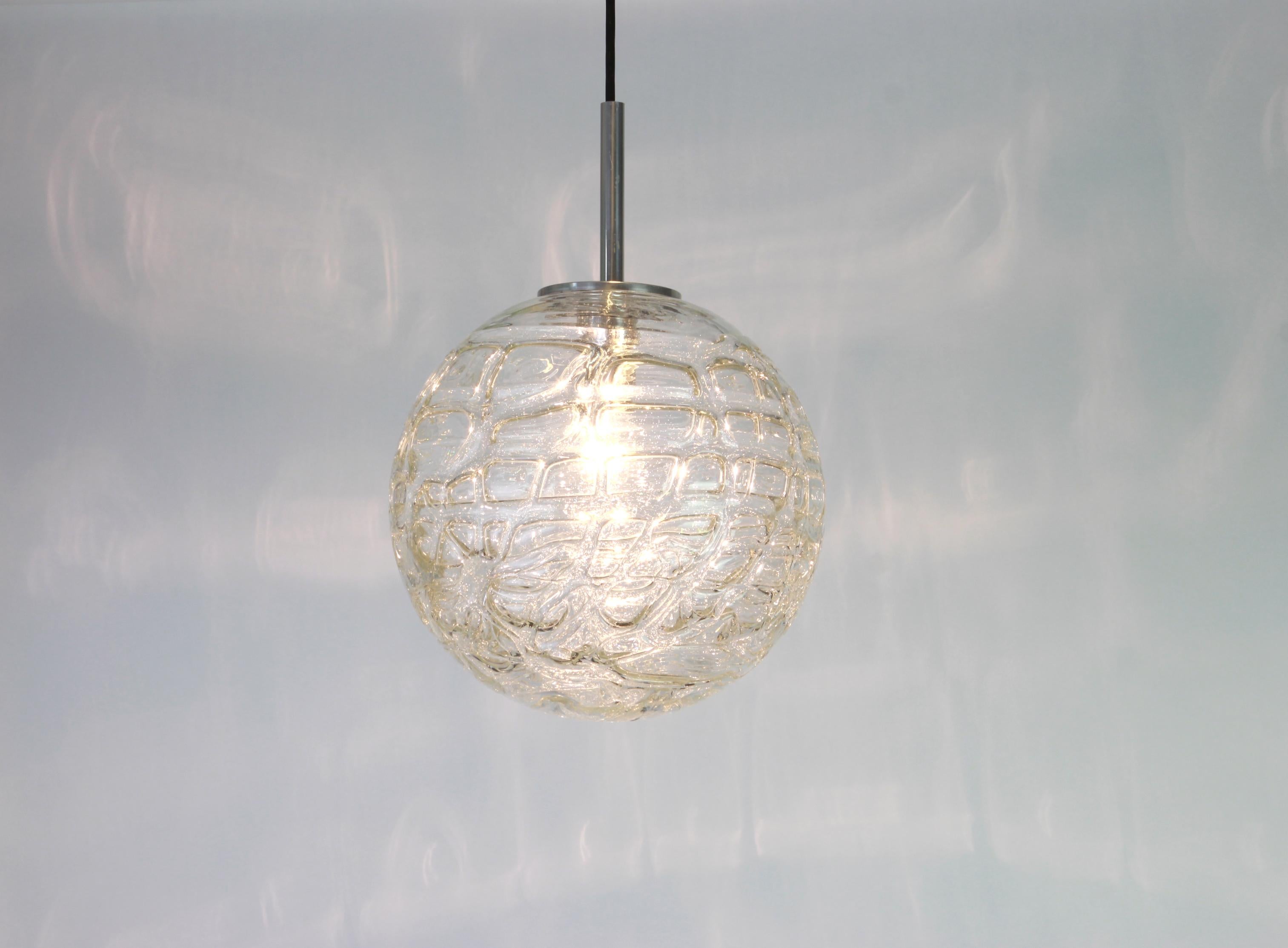 Rare Murano Ball Pendant Light by Doria, Germany, 1970s In Good Condition For Sale In Aachen, NRW