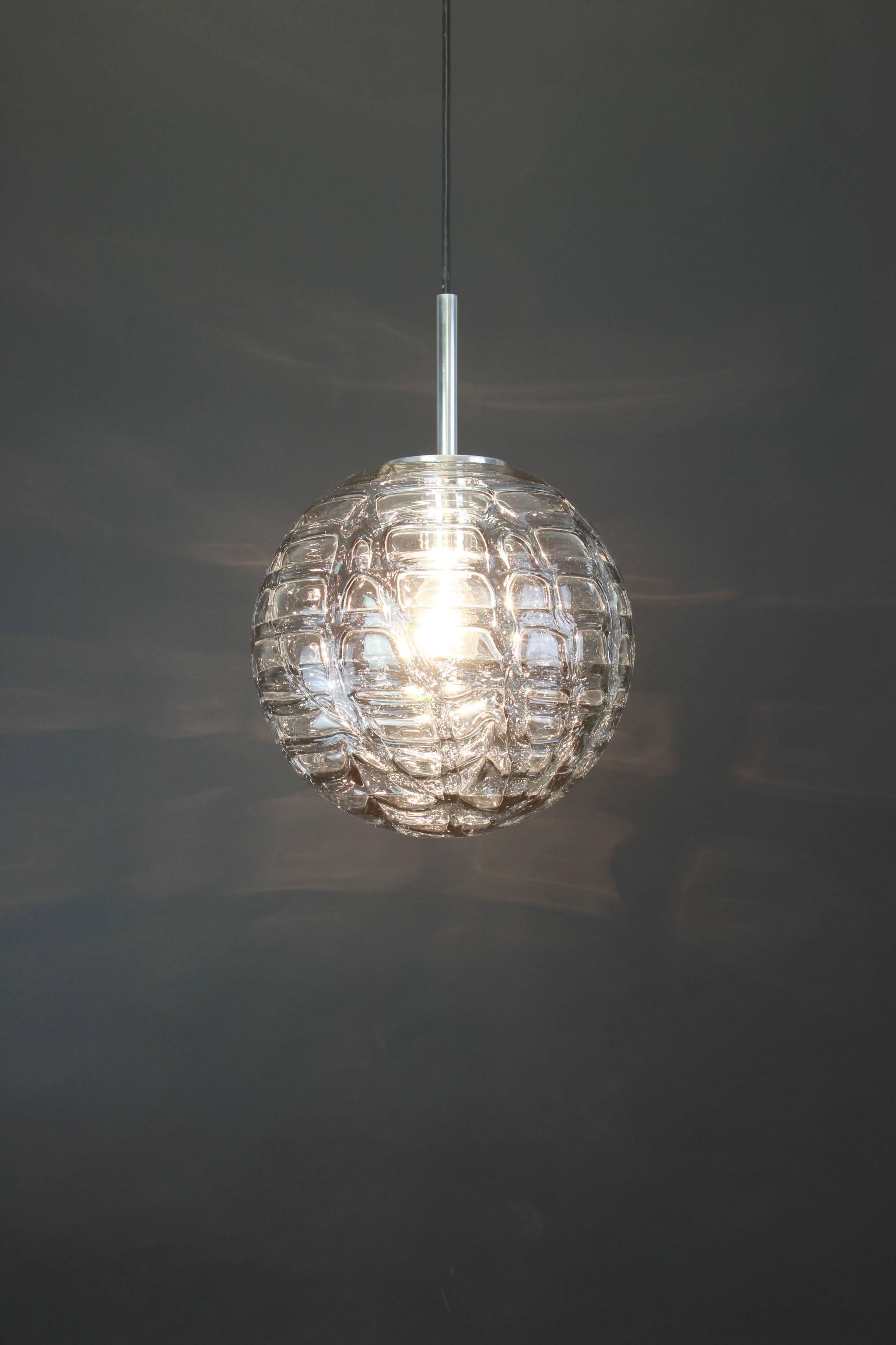 Murano Glass Rare Murano Ball Pendant Light by Doria, Germany, 1970s