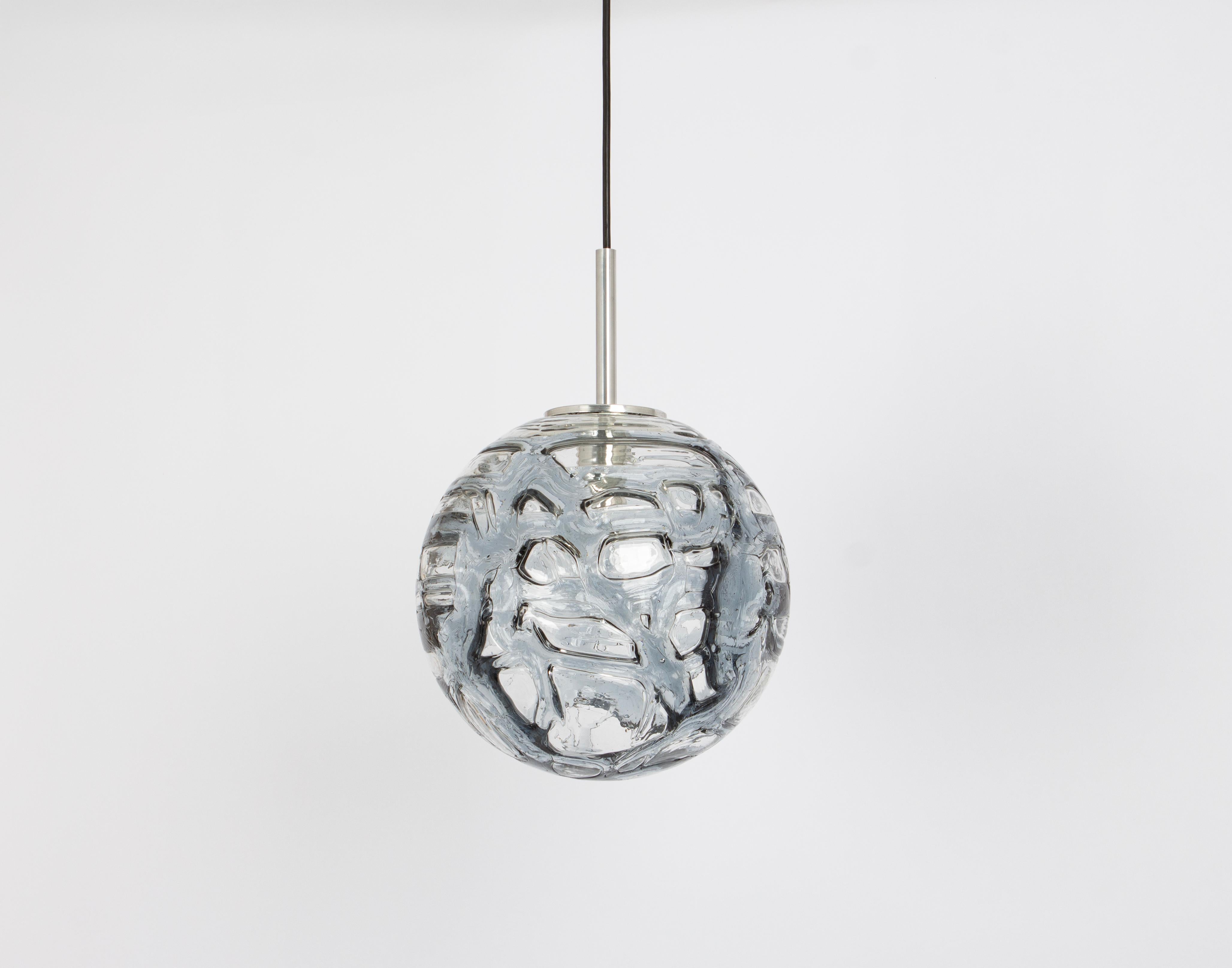 Murano Glass Rare Murano Ball Pendant Light by Doria, Germany, 1970s For Sale
