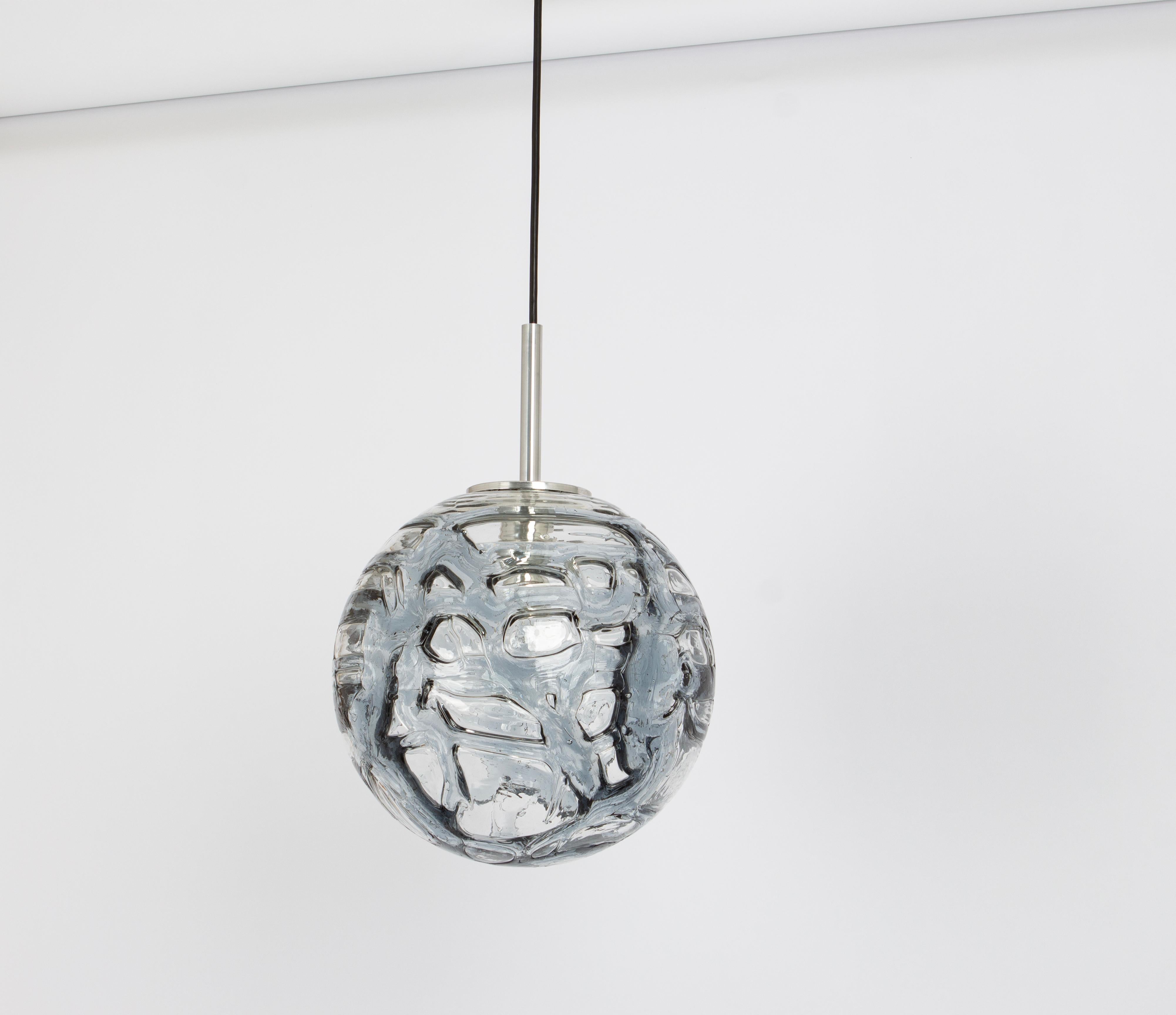 Rare Murano Ball Pendant Light by Doria, Germany, 1970s For Sale 2
