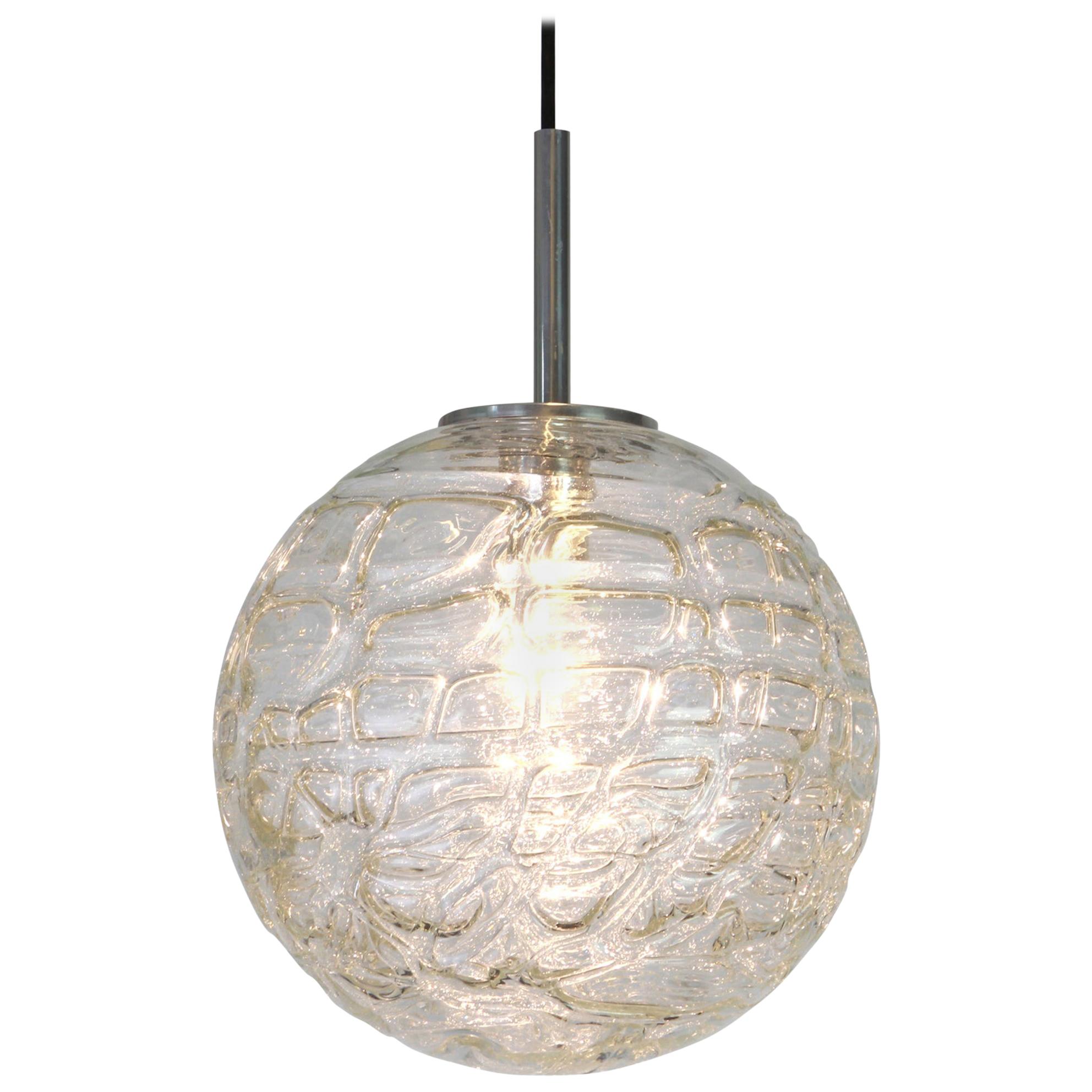 Rare lampe à suspension boule de Murano par Doria, Allemagne, 1970