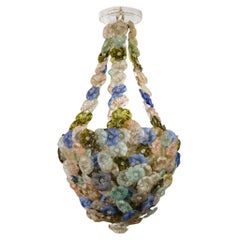 Antique Rare Murano Chandelier with Glass Flowers, circa 1900