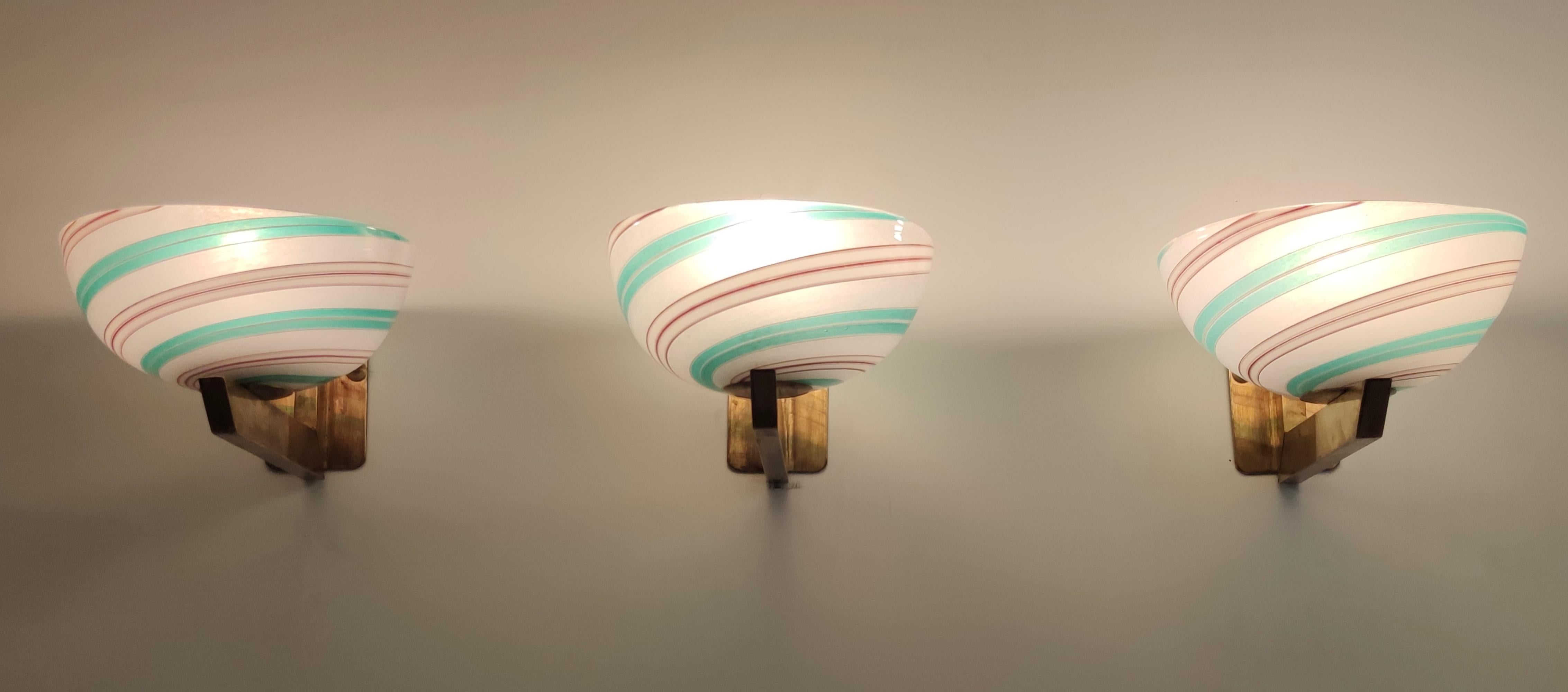 Rare Murano Glass and Brass Wall Light by Dino Martens for Aureliano Toso, Italy For Sale 4