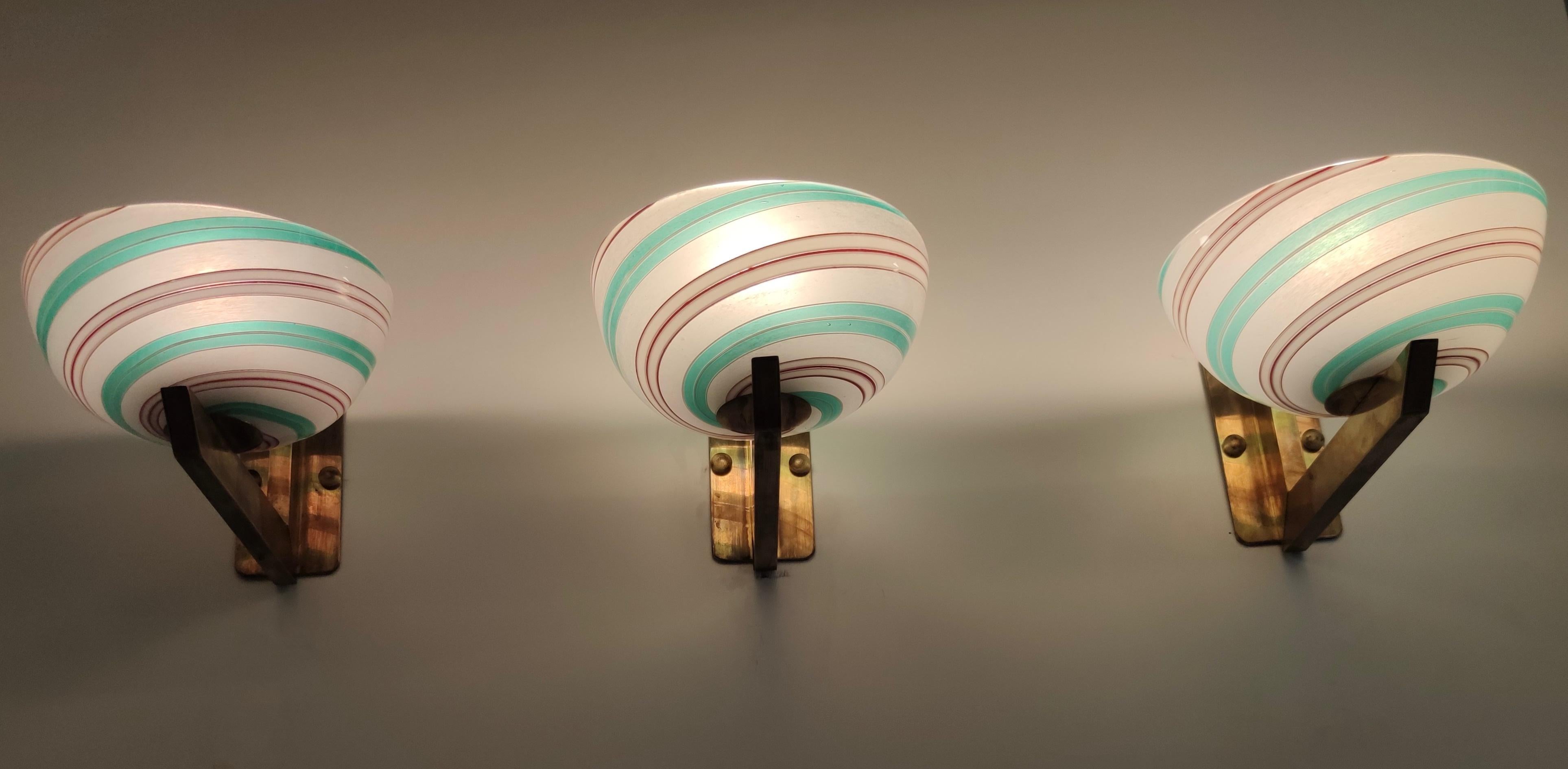 Rare Murano Glass and Brass Wall Light by Dino Martens for Aureliano Toso, Italy For Sale 5