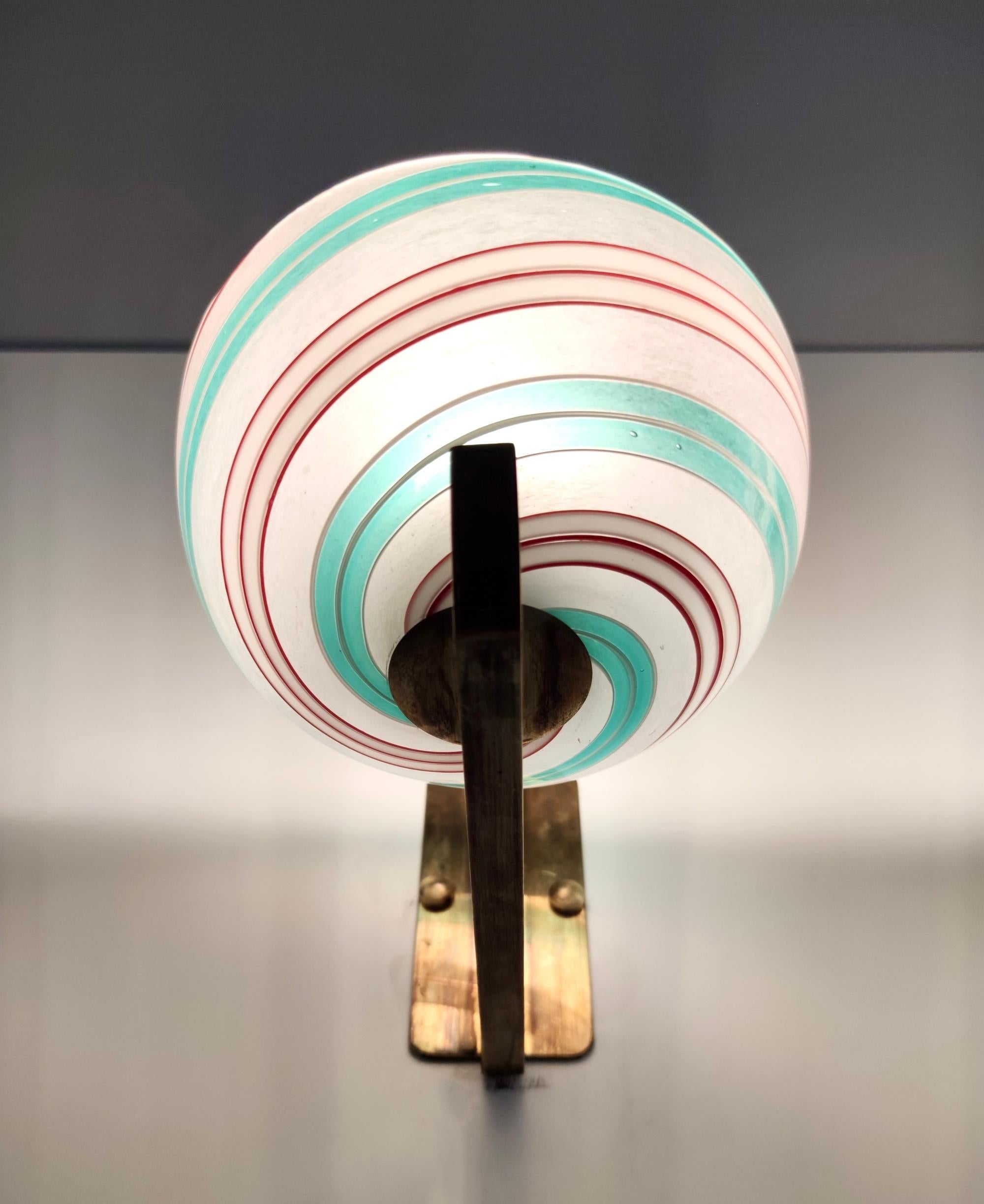 Rare Murano Glass and Brass Wall Light by Dino Martens for Aureliano Toso, Italy For Sale 6
