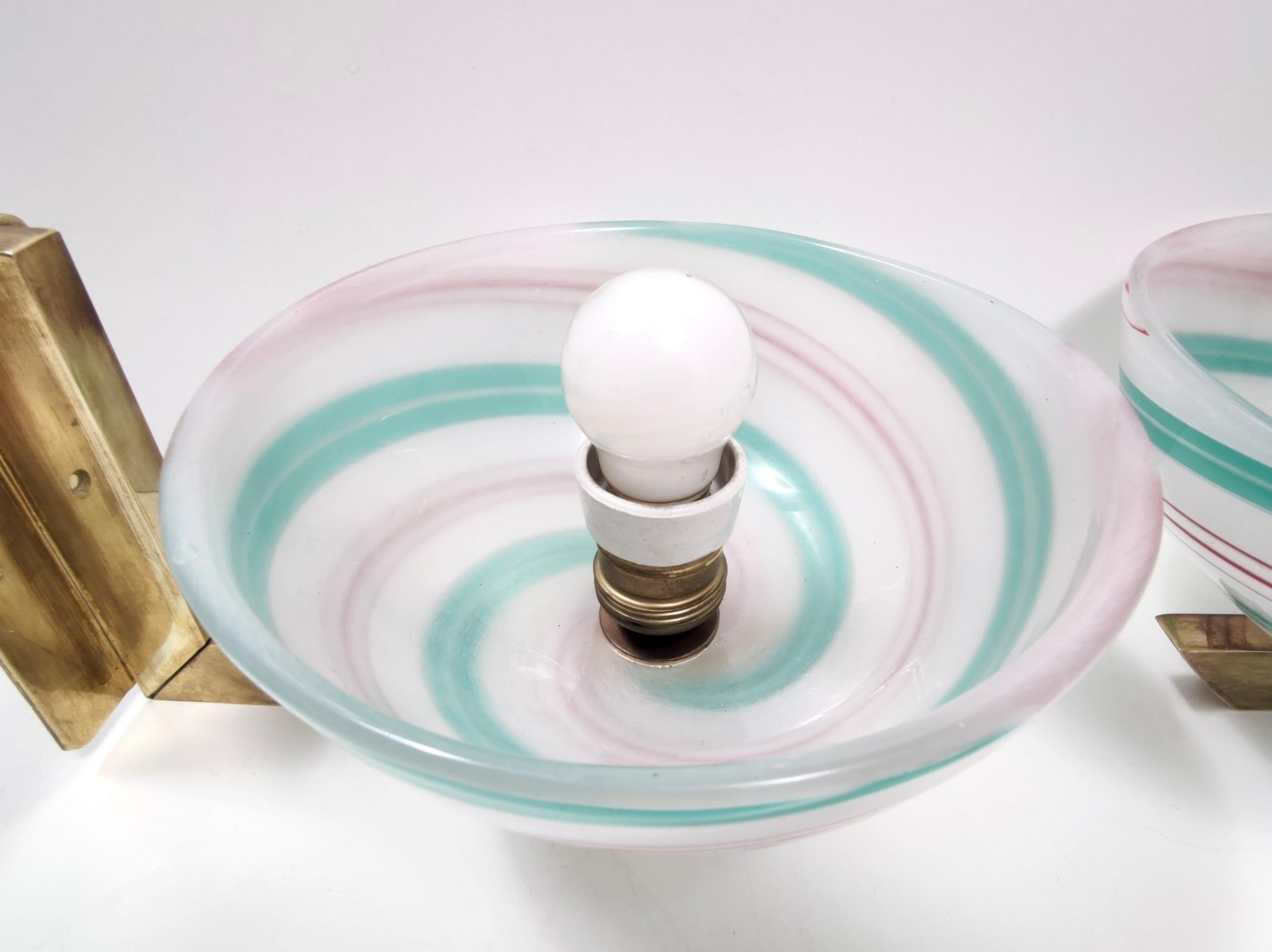 Rare Murano Glass and Brass Wall Light by Dino Martens for Aureliano Toso, Italy For Sale 2