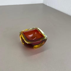 rare Murano Glass "RED-YELLOW"  Bowl Element Shell Ashtray Murano, Italy, 1970s