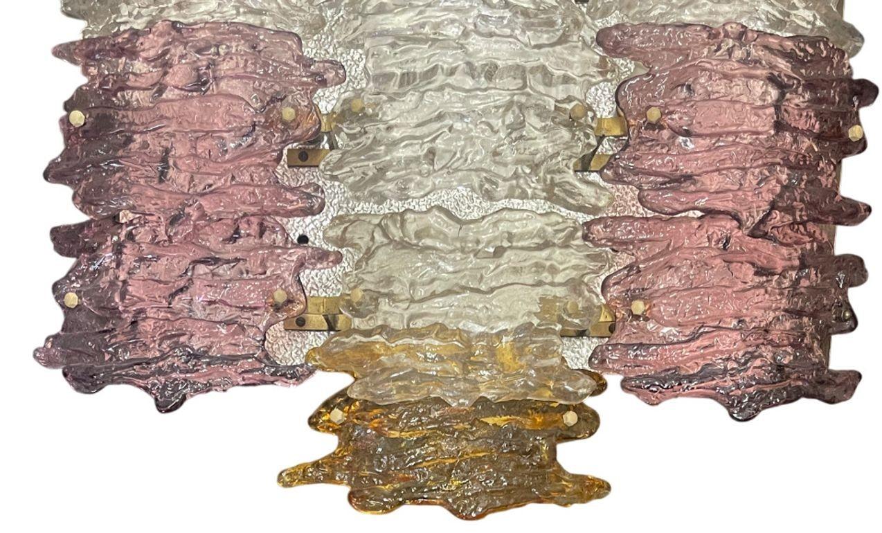 Rare Murano Glass Sconce or Flush Mount Designed by AV Mazzega. Italy, 1960's. In Good Condition For Sale In Los Angeles, CA
