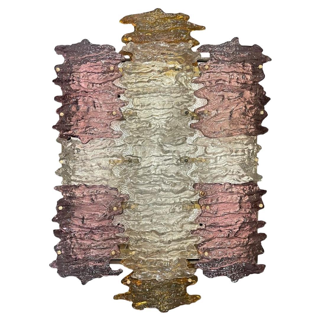 Rare Murano Glass Sconce or Flush Mount Designed by AV Mazzega. Italy, 1960's. For Sale