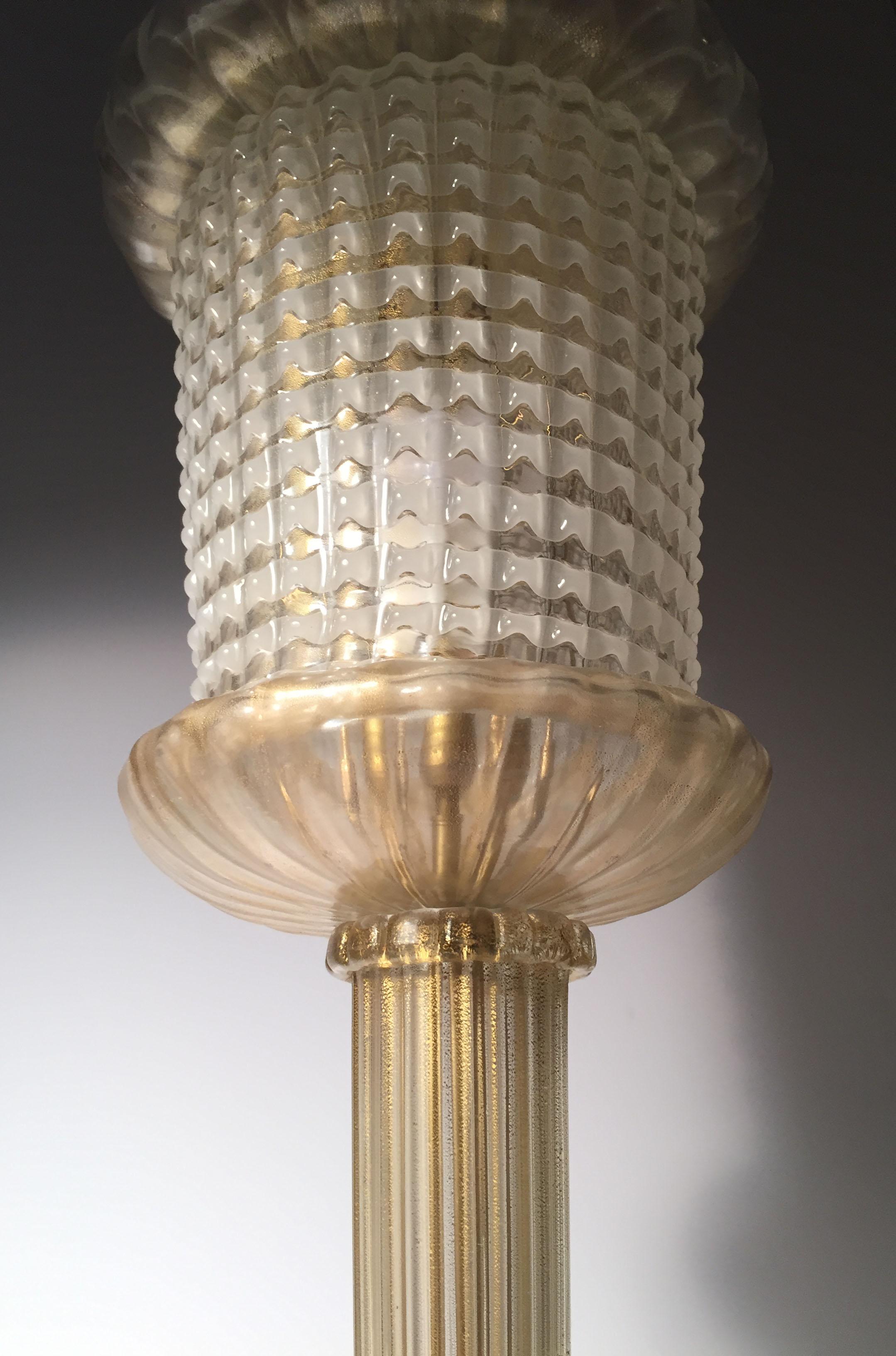 Art Glass Rare Murano Glass Table Lamp by Barovier For Sale