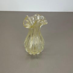 rare Murano Glass Vase Element Cordonato d'oro by Barovier and Toso, Italy 1970s