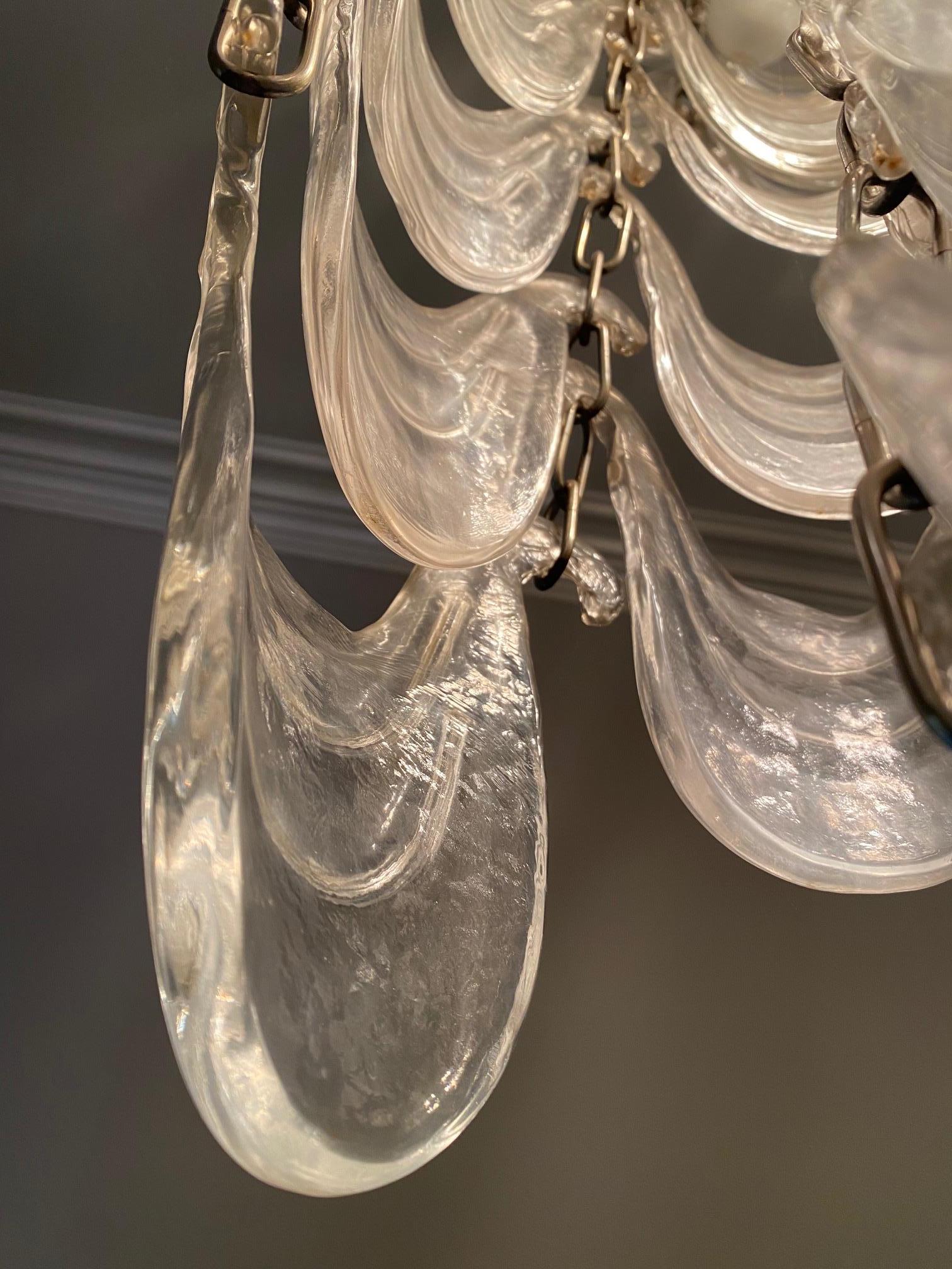 Seltene Murano  Mazzega Kaskaden-Kronleuchter aus Glas im Angebot 7