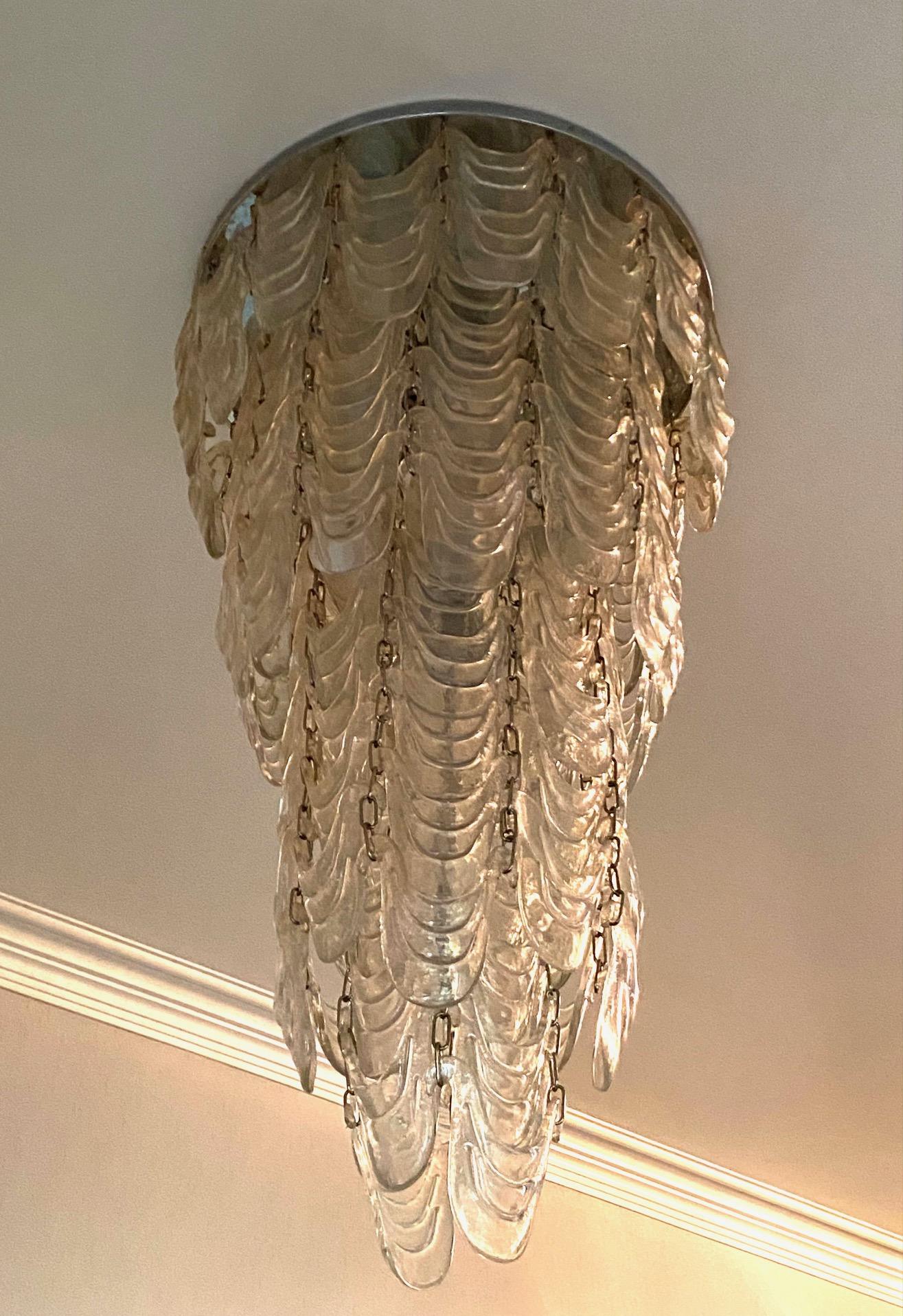 Rare Murano  Mazzega Glass Cascading Chandelier For Sale 1