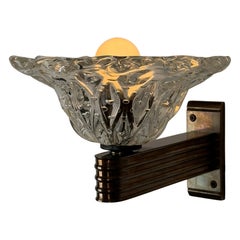 Raro aplique escultórico de cristal "Bullicante" de Murano de Barovier & Toso, años 40