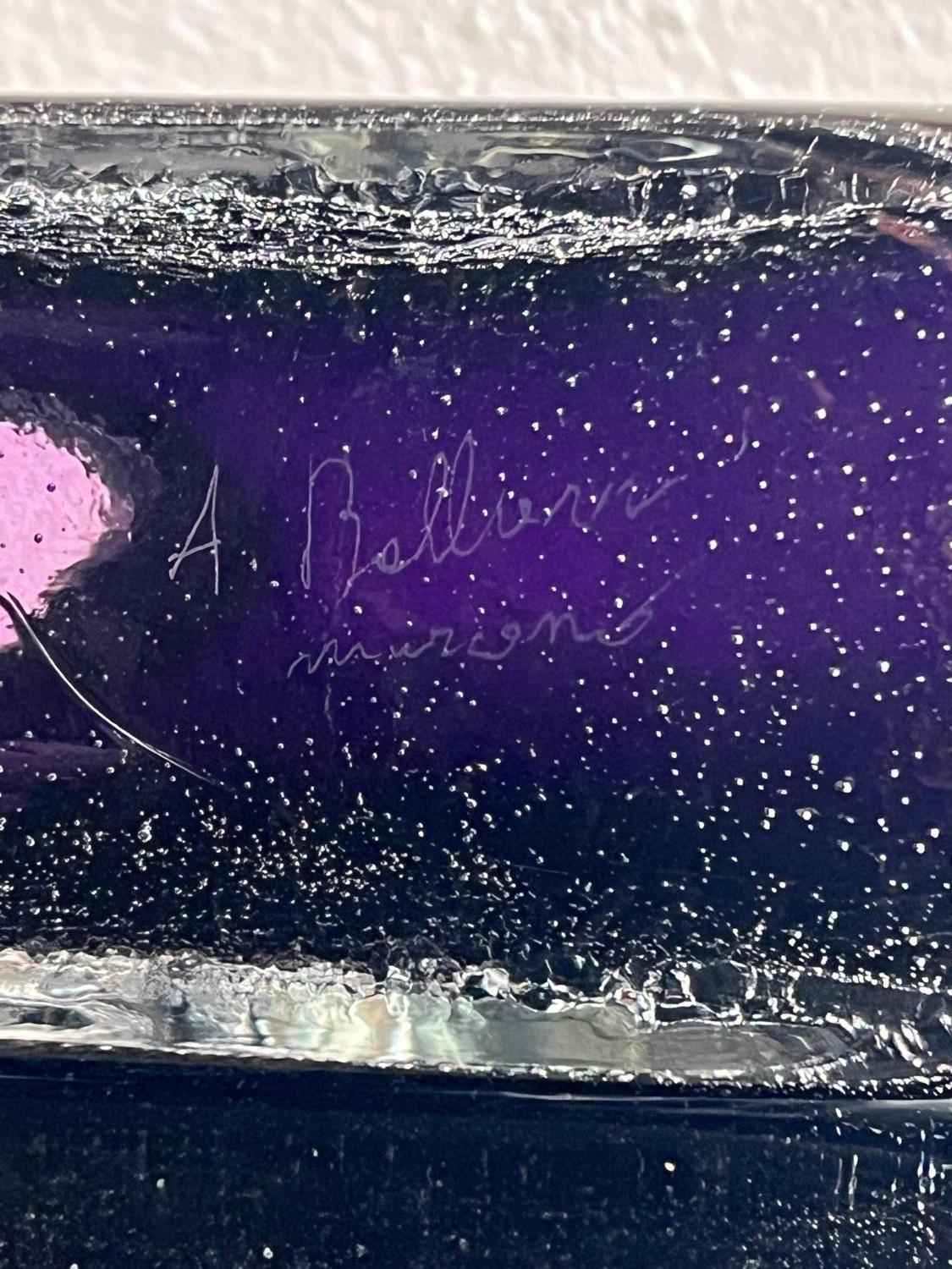 Metà XX secolo Rara scultura di Murano di Angelo Ballarin, Sommerso viola, oggetto da collezione italiano in vendita