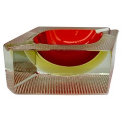 Rare Murano Uranium Glass Ashtray, Flavio Poli for Seguso, Sommerso Technique, 1