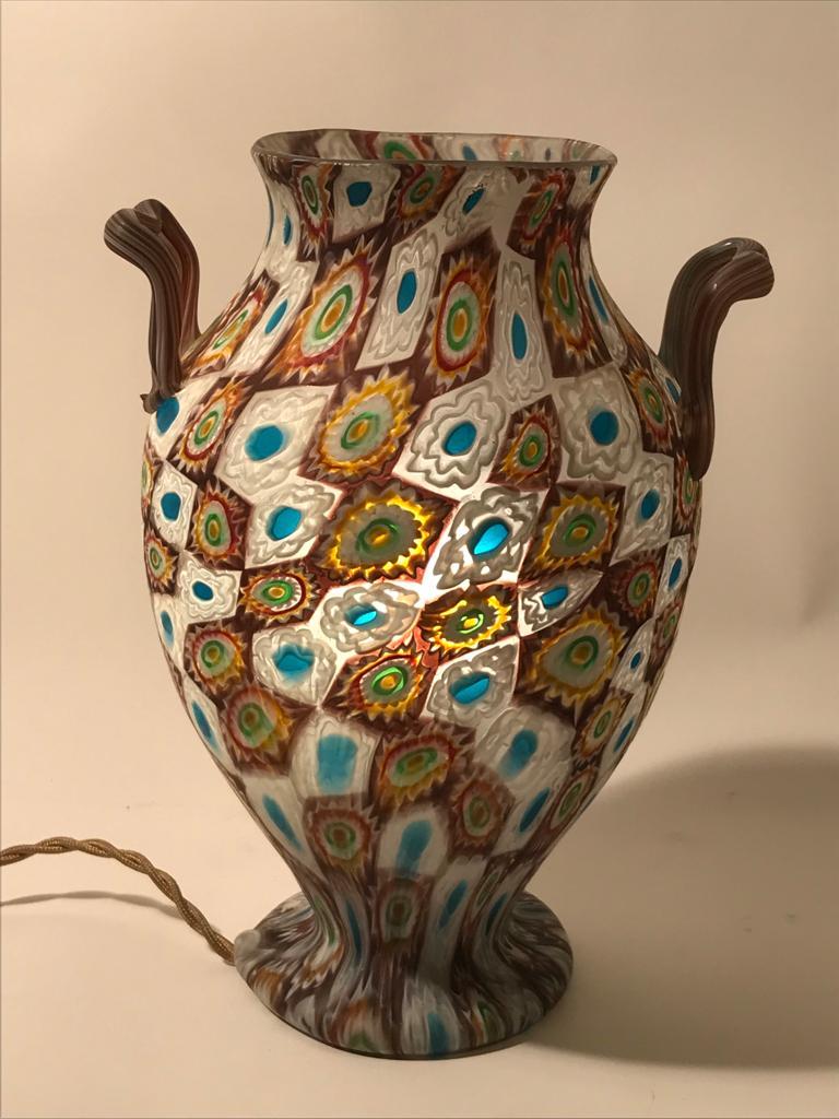 Rare murrina glass lamp Fratelli Toso, Murano, Italia 1920 For Sale 7