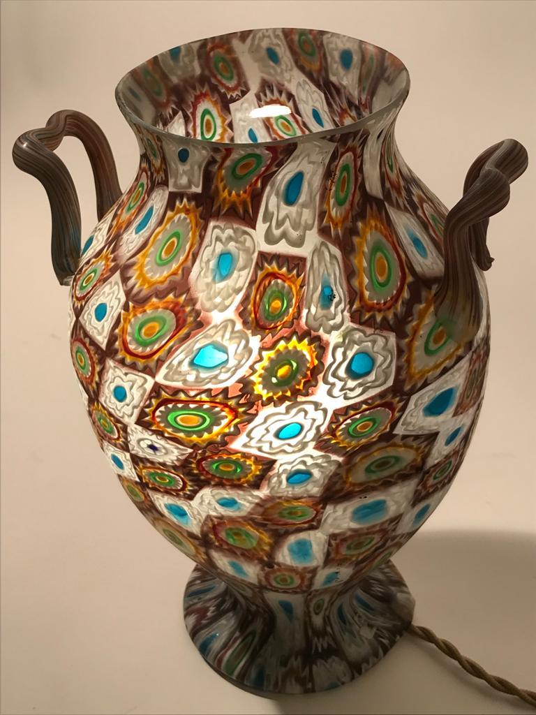Rare murrina glass lamp Fratelli Toso, Murano, Italia 1920 For Sale 10