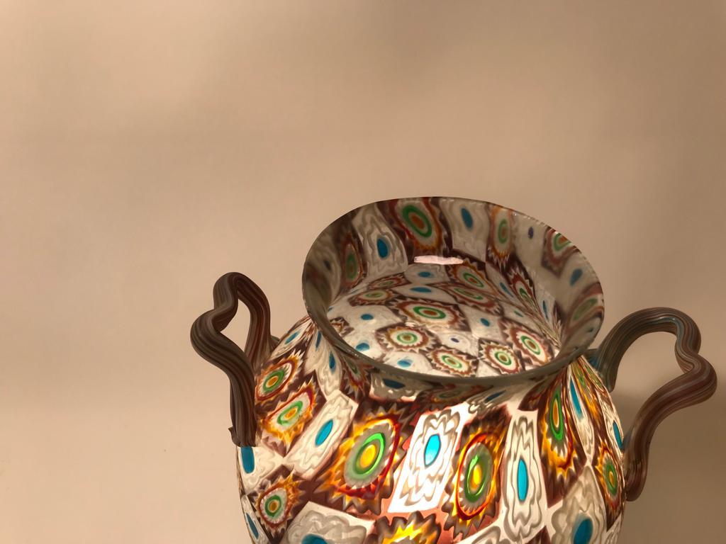 Rare murrina glass lamp Fratelli Toso, Murano, Italia 1920 In Excellent Condition For Sale In Firenze, Toscana