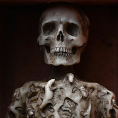 Rare Museum Quality 19th Century Italian Memento Mori Skelton in Coffin