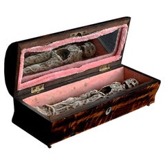 Rare Museum Quality 19th Century Italian Memento Mori Skelton in Coffin