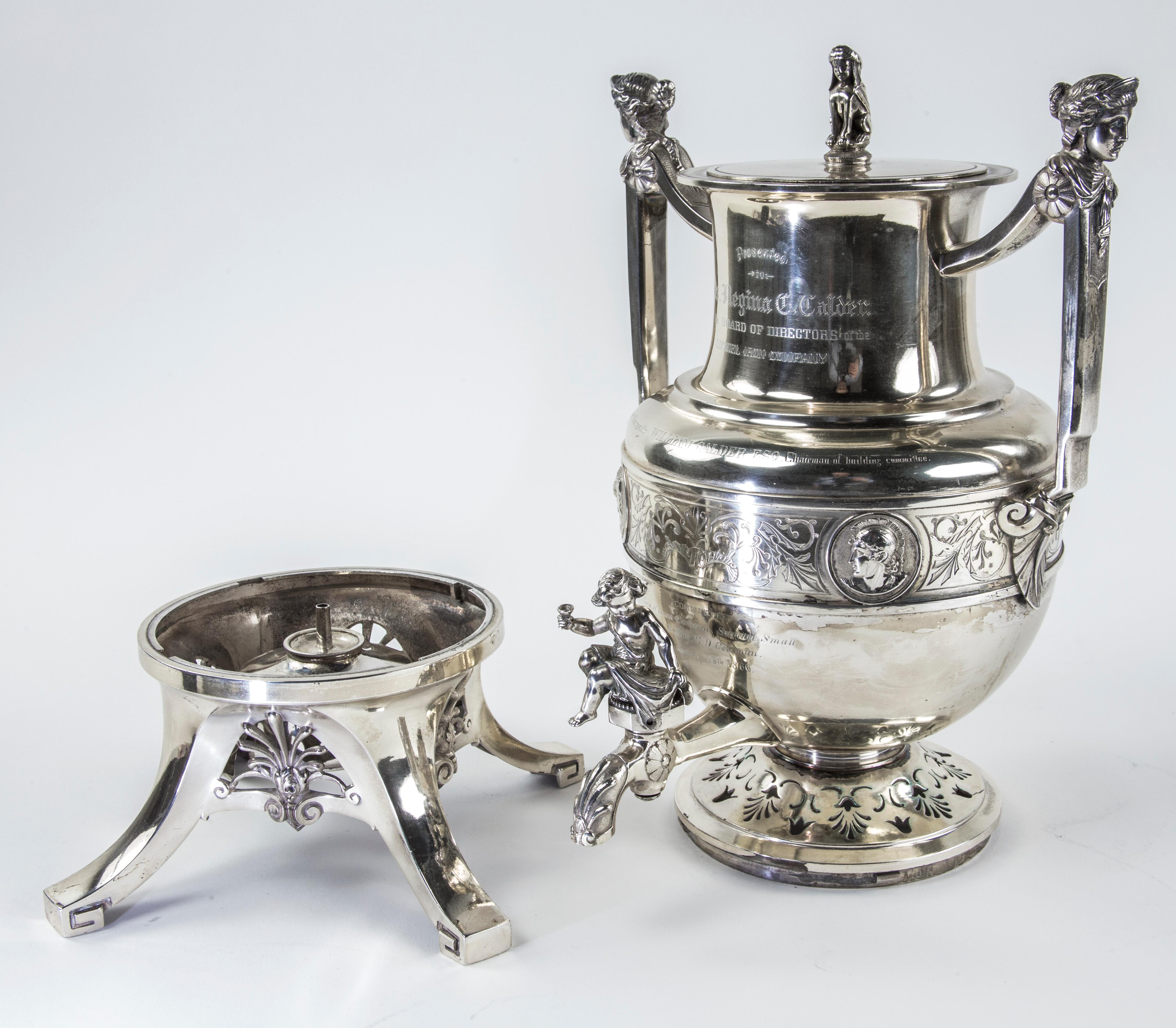 Neoclassical Antique Gorham Silver 8 Piece Figural Museum Quality Coin Silver Tea Set 