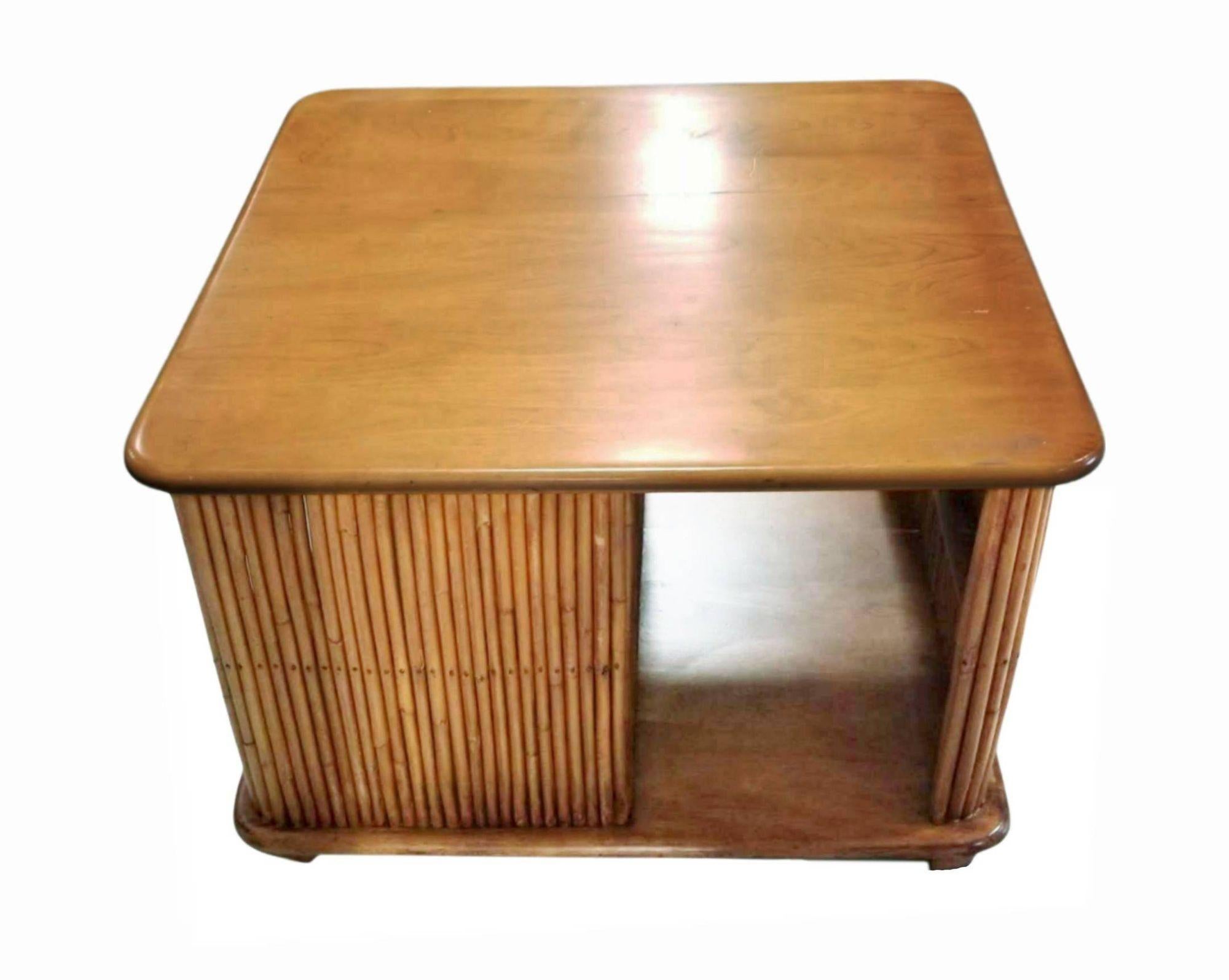Rare Museum Quality Paul Frankl 1938 Coffee Table w/Reed Rattan Sides In Excellent Condition In Van Nuys, CA