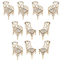 Rare Museum Quality Paul Frankl Rattan Dining Chairs Circa 1934, Set of 10