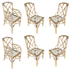 Rare Museum Quality Paul Frankl Rattan Dining Chairs Circa 1934, Set of 6