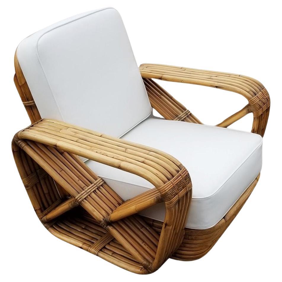 Rare Museum Quality Rattan Paul Frankl Six Strand Square Pretzel Lounge ...