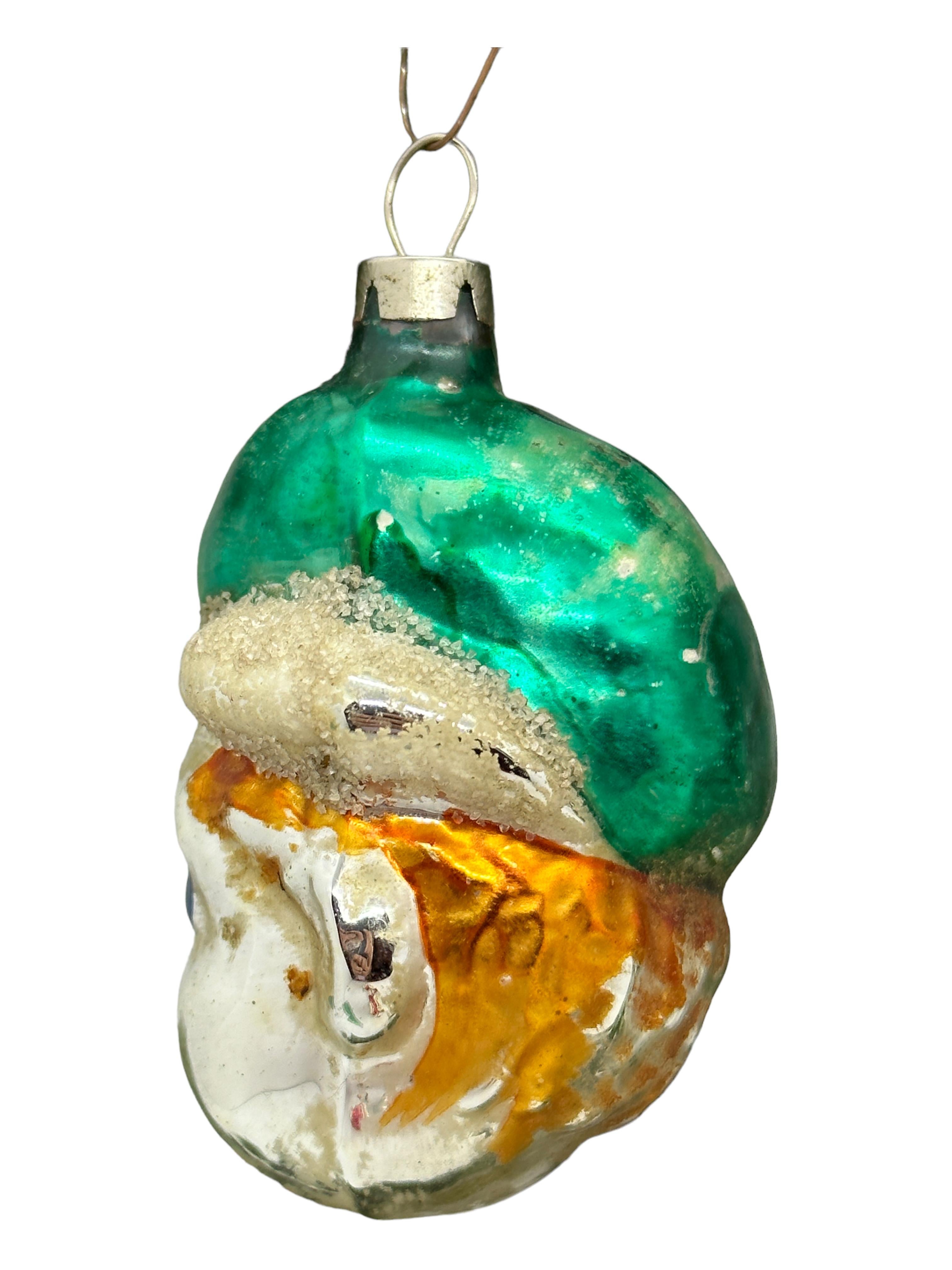 Glass Rare Mushroom, Clown and Boy Head Christmas Ornament Vintage, 1930s For Sale