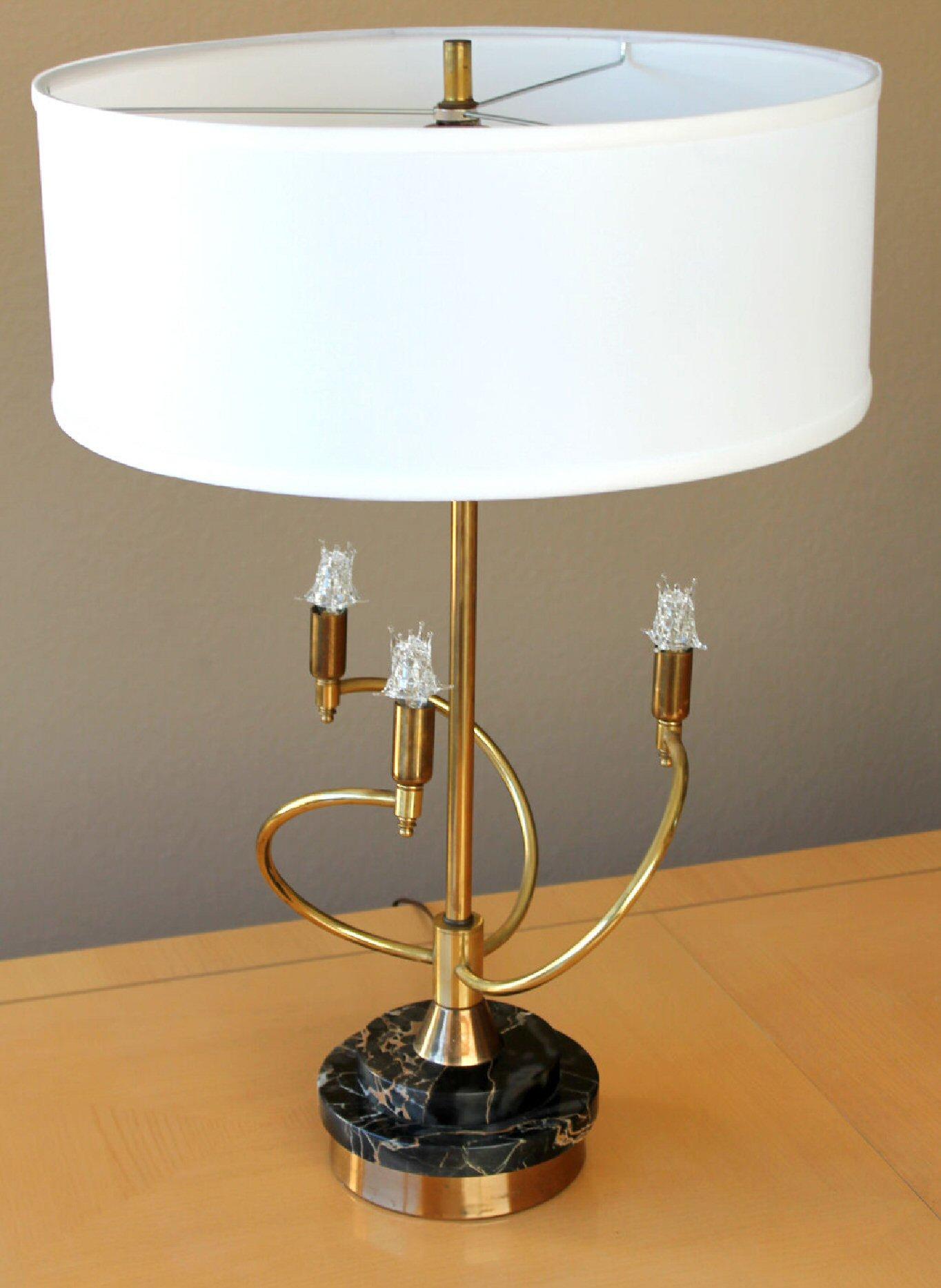 Hand-Painted Rare Mutual Sunset 4-Light Mid Century Modern Italian Marble Table Lamp 1950s For Sale