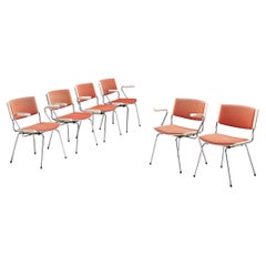 Vintage Rare Nanna and Jørgen Ditzel Set of Six 'Badminton' Chairs in Salmon Pink Fabric