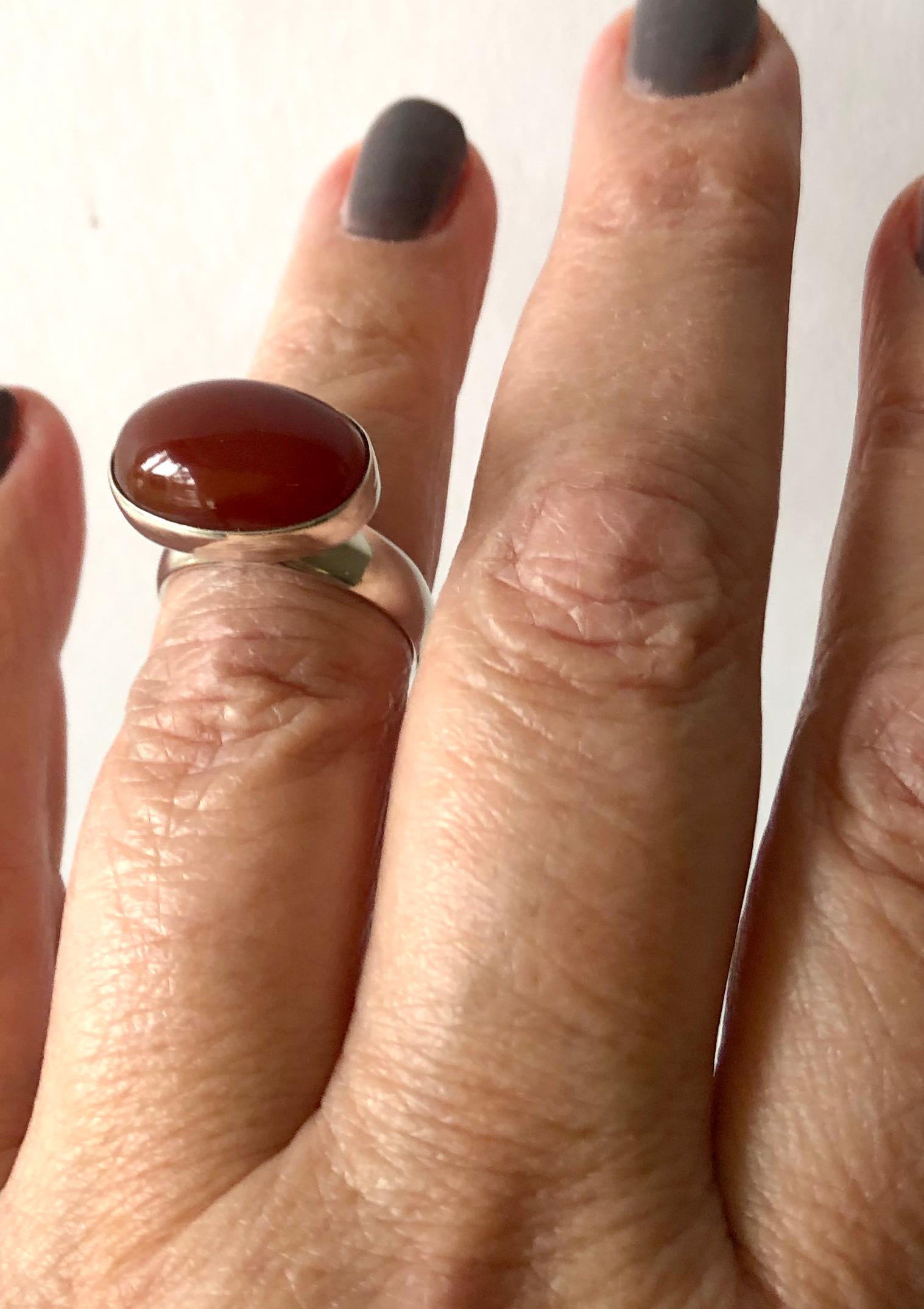 Women's Rare Nanna Ditzel for Georg Jensen Sterling Silver Carnelian Danish Modern Ring